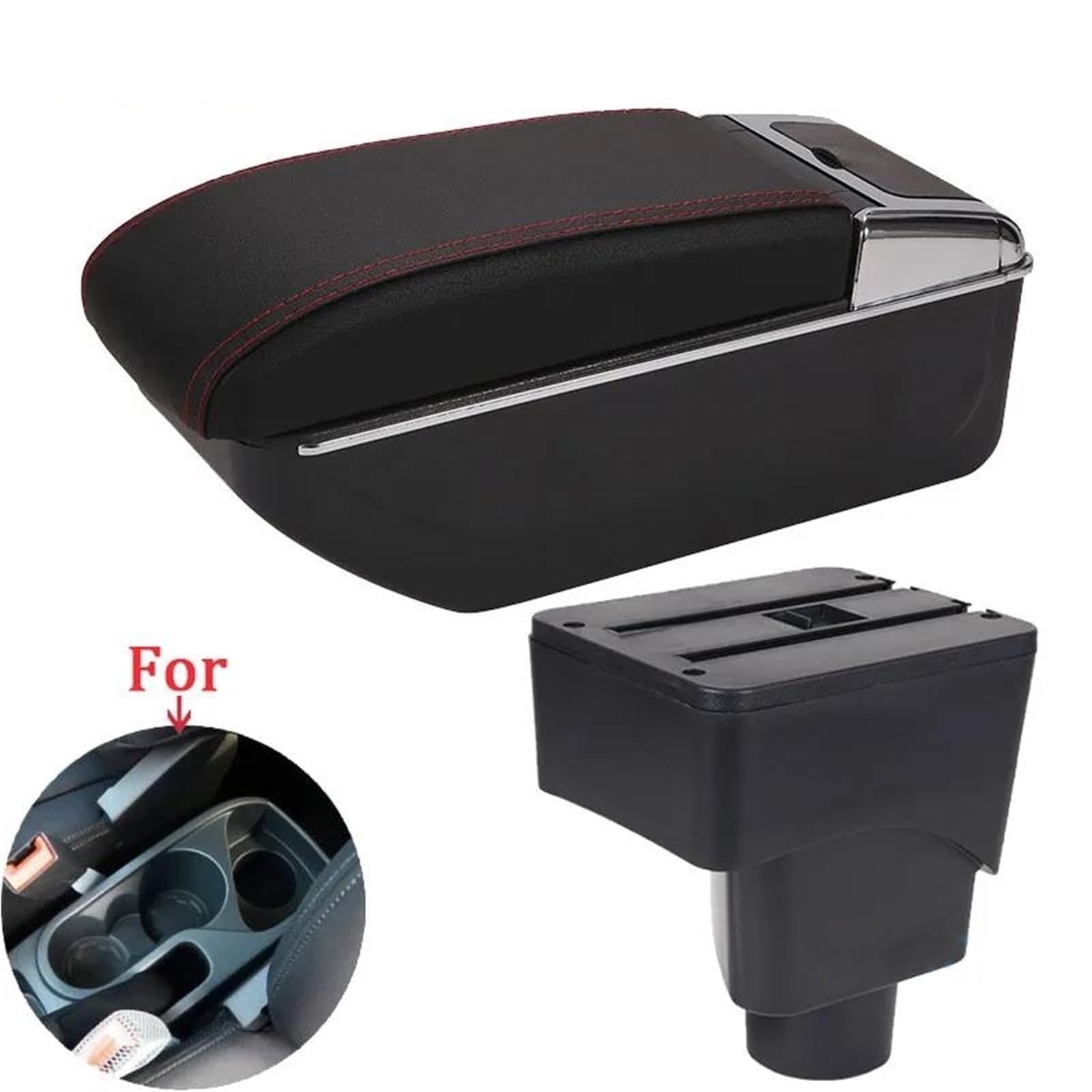 Auto Mittelarmlehne Armlehnenbox Für Ford Für EcoSport 2013-2017 Auto-Armlehnen-Aufbewahrungsbox Arm Einfache Installation Zubehör Kfz Stauraum(Style D1) von NYSQOFMB