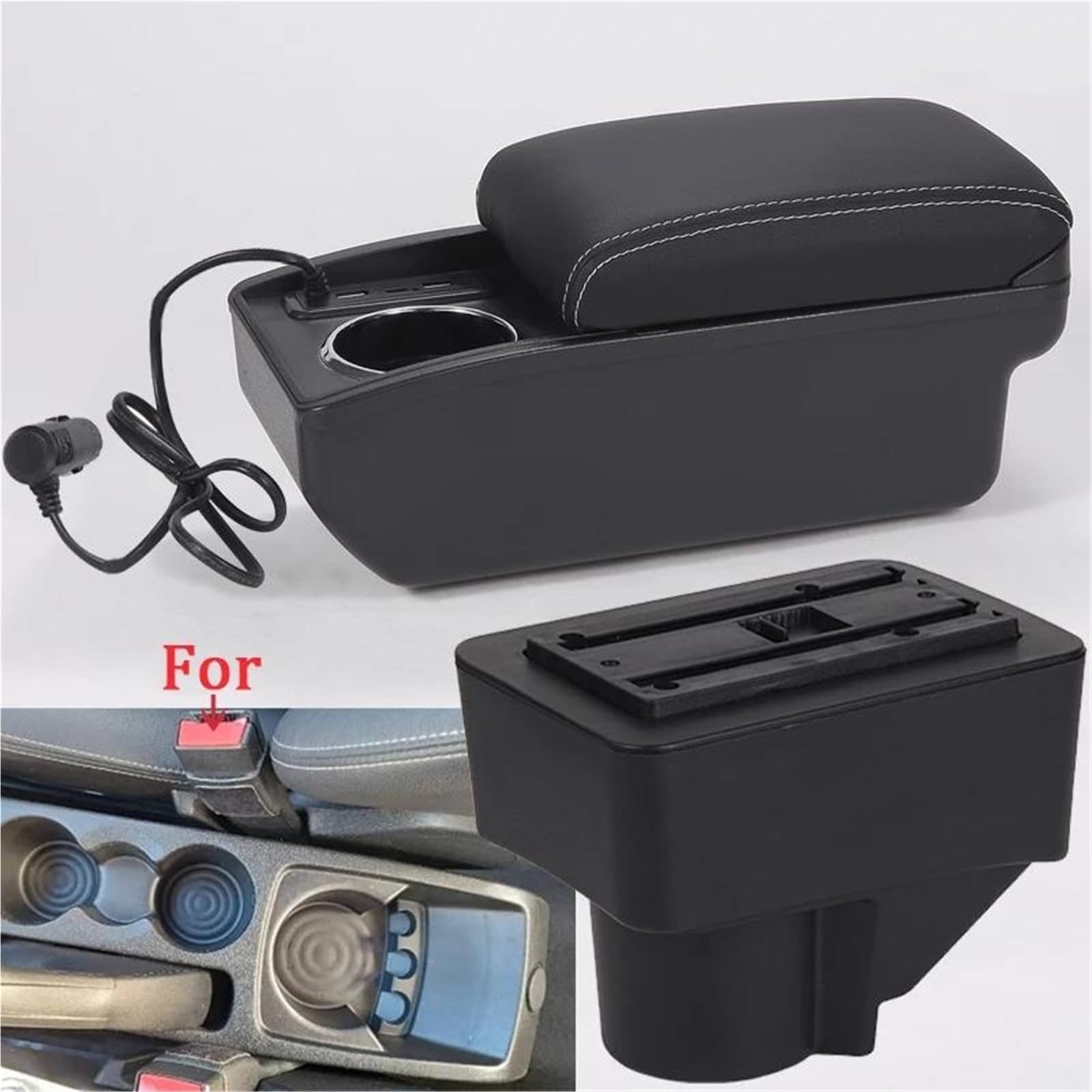 Auto Mittelarmlehne Armlehnenbox Für Ford Für Fiesta 2011–2019 Auto-Armlehnen-Aufbewahrungsbox Spezielles Autozubehör Für Den Innenraum Kfz Stauraum(Style A3) von NYSQOFMB
