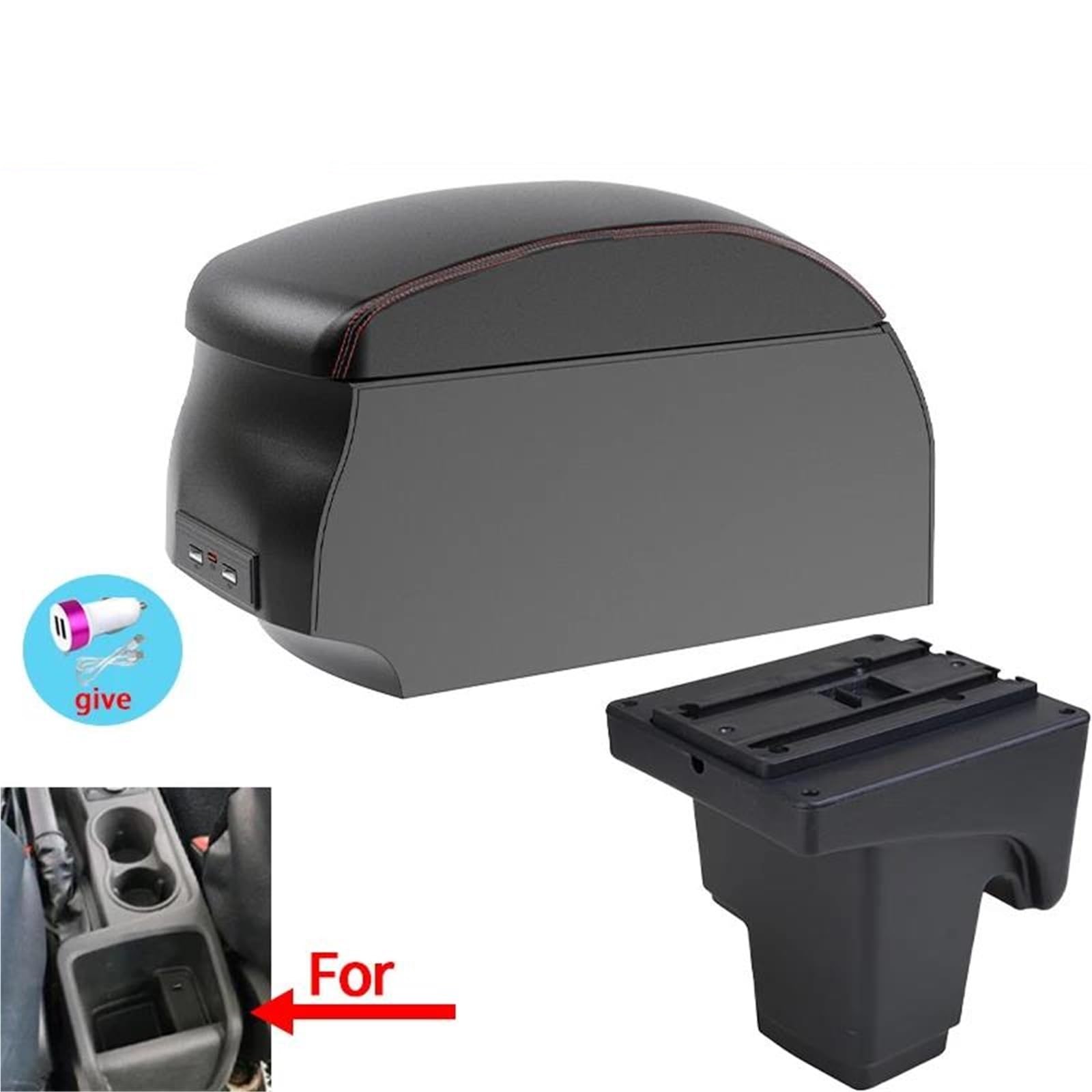 Auto Mittelarmlehne Armlehnenbox Für Ford Für Focus III MK3 Auto Armlehne Autozubehör Aufbewahrungsbox Innenausstattung Nachrüstteile Kfz Stauraum(Style A1) von NYSQOFMB