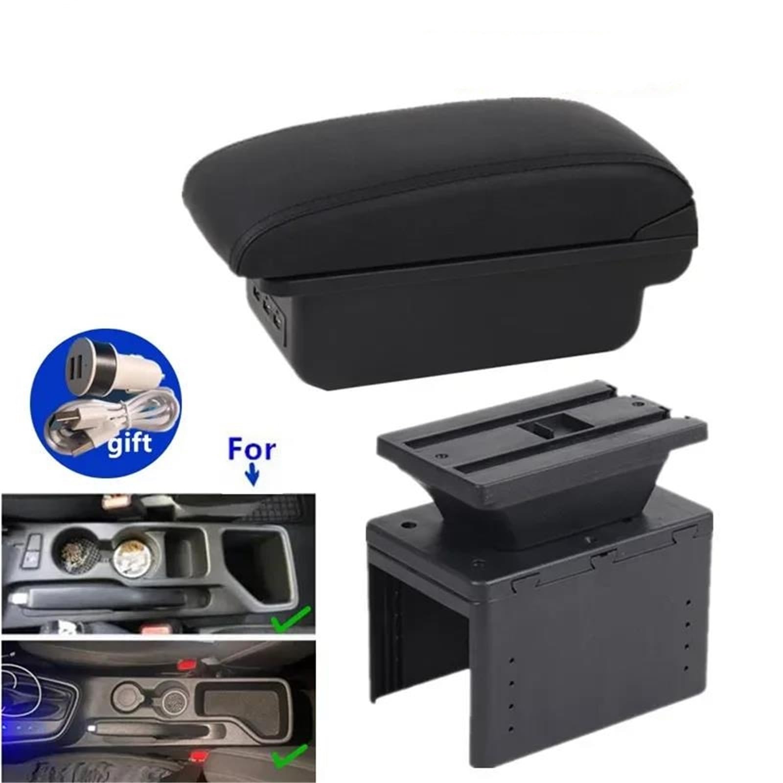 Auto Mittelarmlehne Armlehnenbox Für Hyundai Für I20 2021-2023 Autoarmlehne Retrofit Innenaufbewahrungsbox Autozubehör Kfz Stauraum(Style B1) von NYSQOFMB