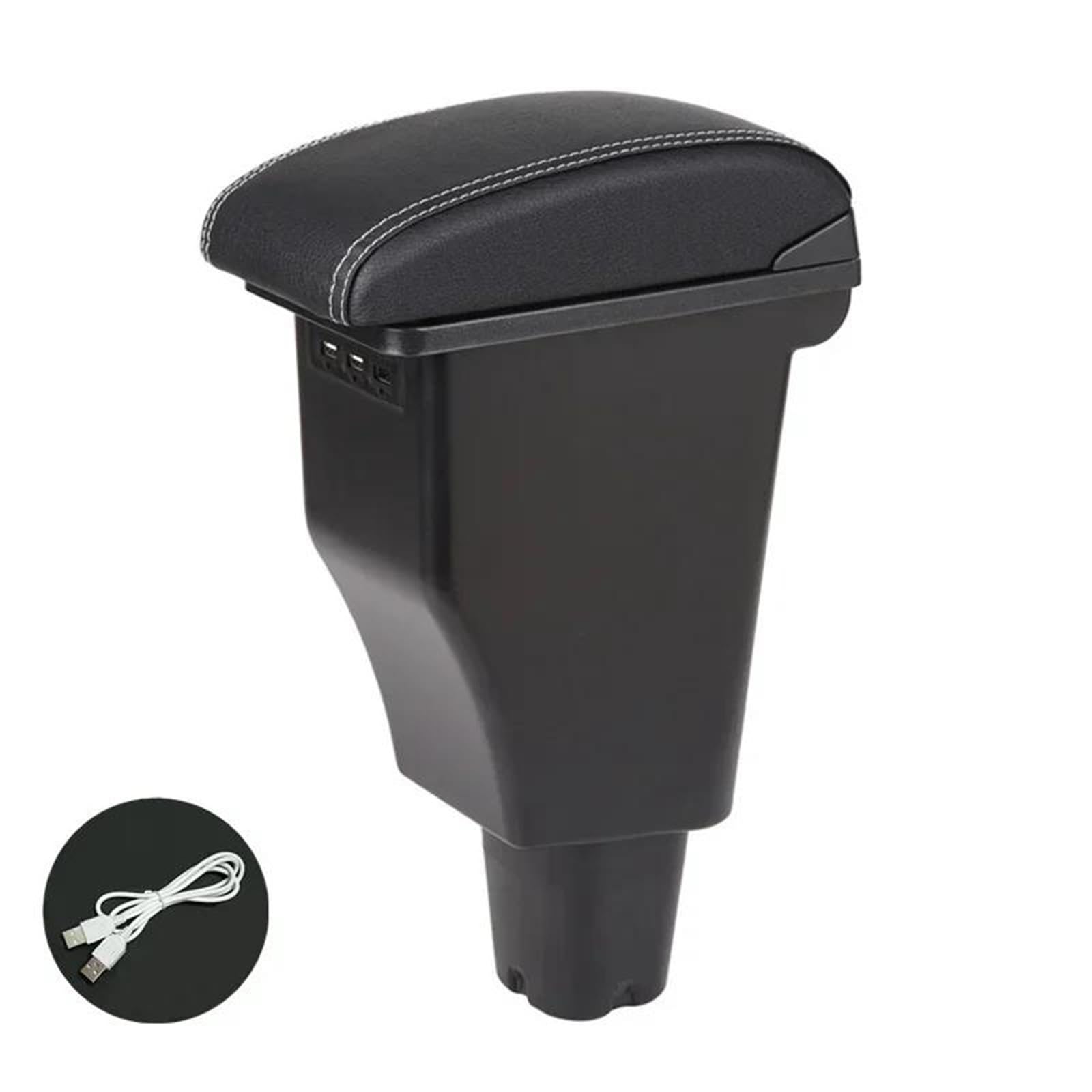 Auto Mittelarmlehne Armlehnenbox Für Kia Für Morning Für Picanto Auto Mittelarmlehne Aufbewahrungsbox USB-Armlehne Zubehör Kfz Stauraum(Black White) von NYSQOFMB