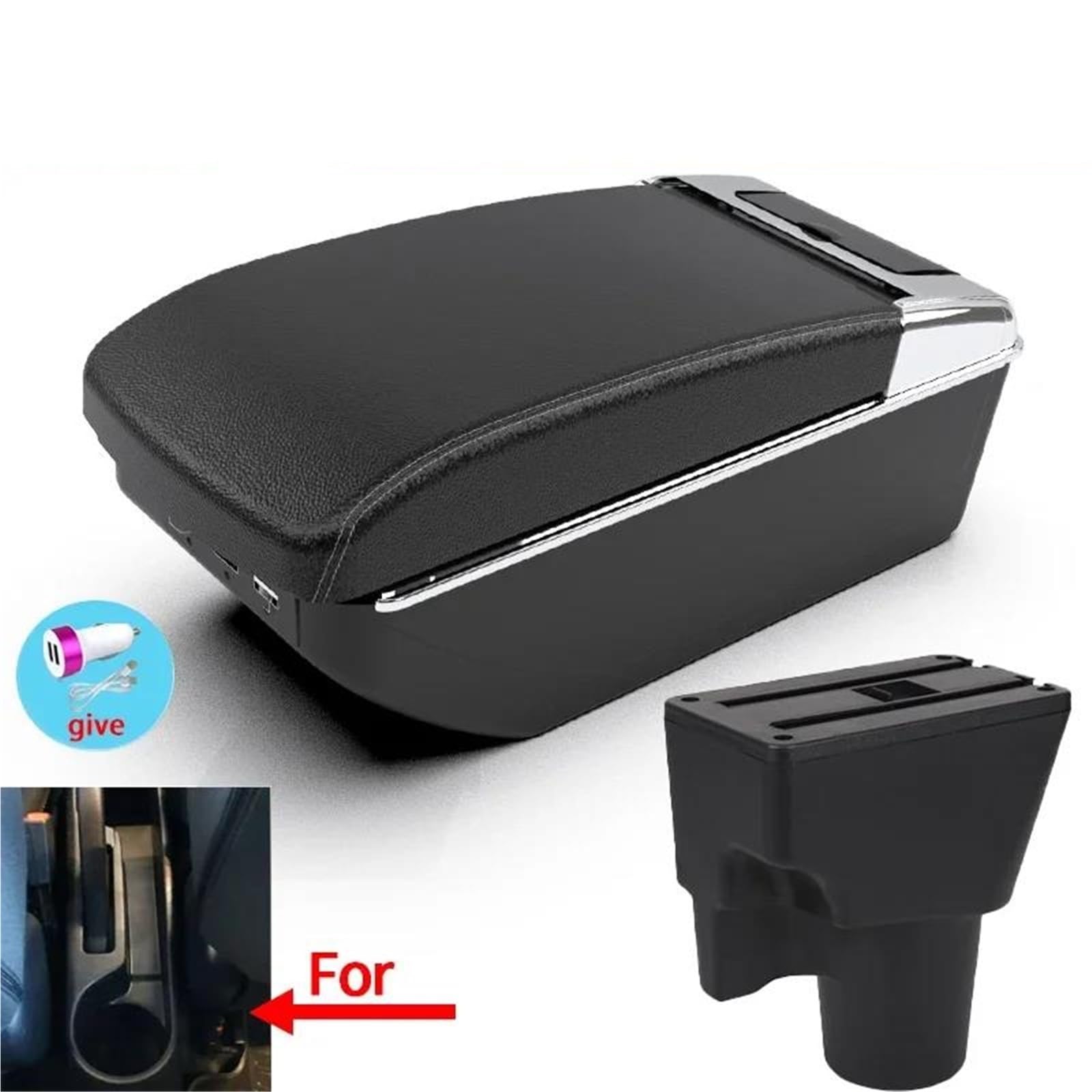 Auto Mittelarmlehne Armlehnenbox Für Kia Für Picanto Auto-Armlehnen-Aufbewahrungsbox Getränkehalter Dediziertes Nachrüst USB Kfz Stauraum(Style A3) von NYSQOFMB