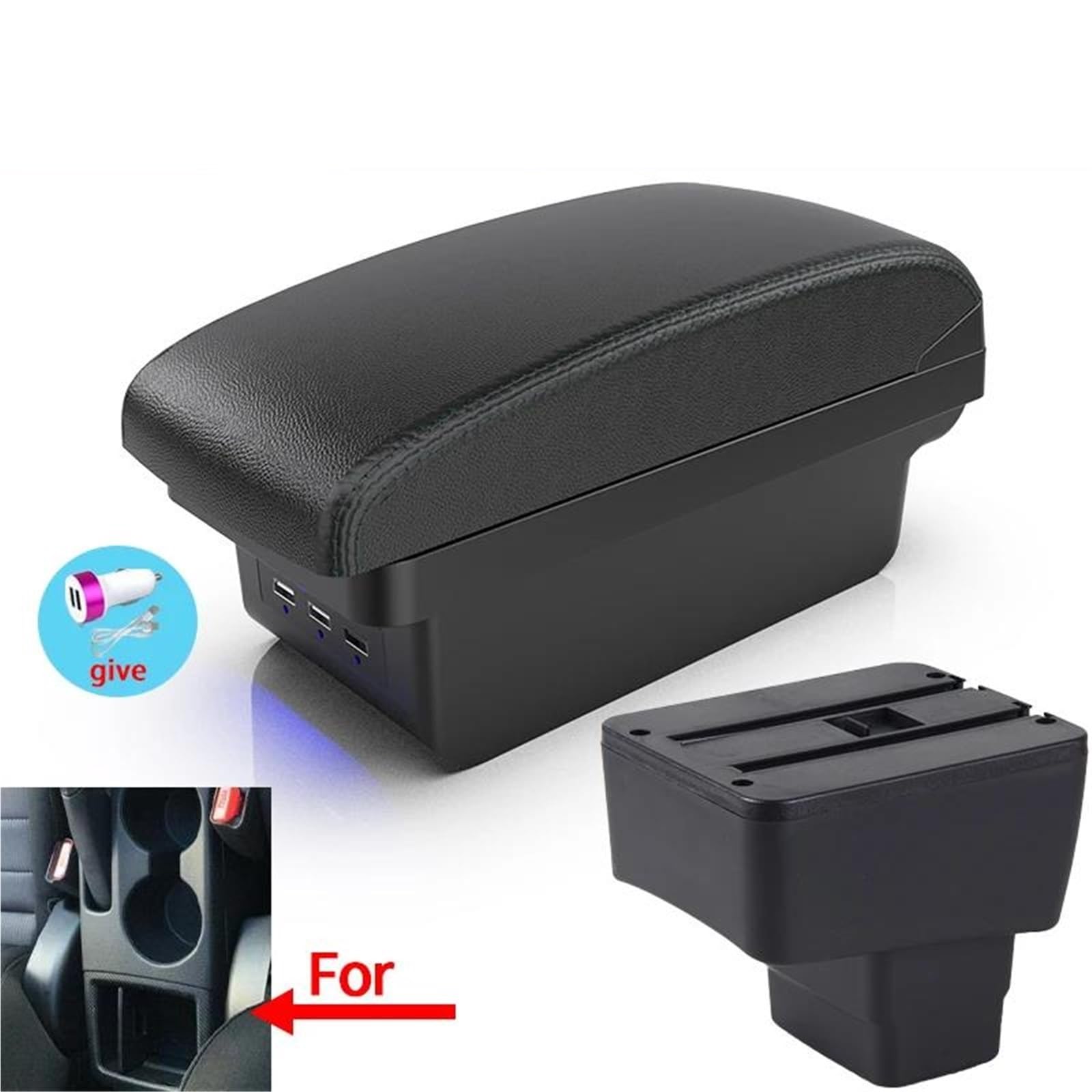 Auto Mittelarmlehne Armlehnenbox Für Mazda 2 Für CX-3 Auto-Armlehnenbox Dedizierte Mittelaufbewahrungsbox Autozubehör Kfz Stauraum(Style B2) von NYSQOFMB