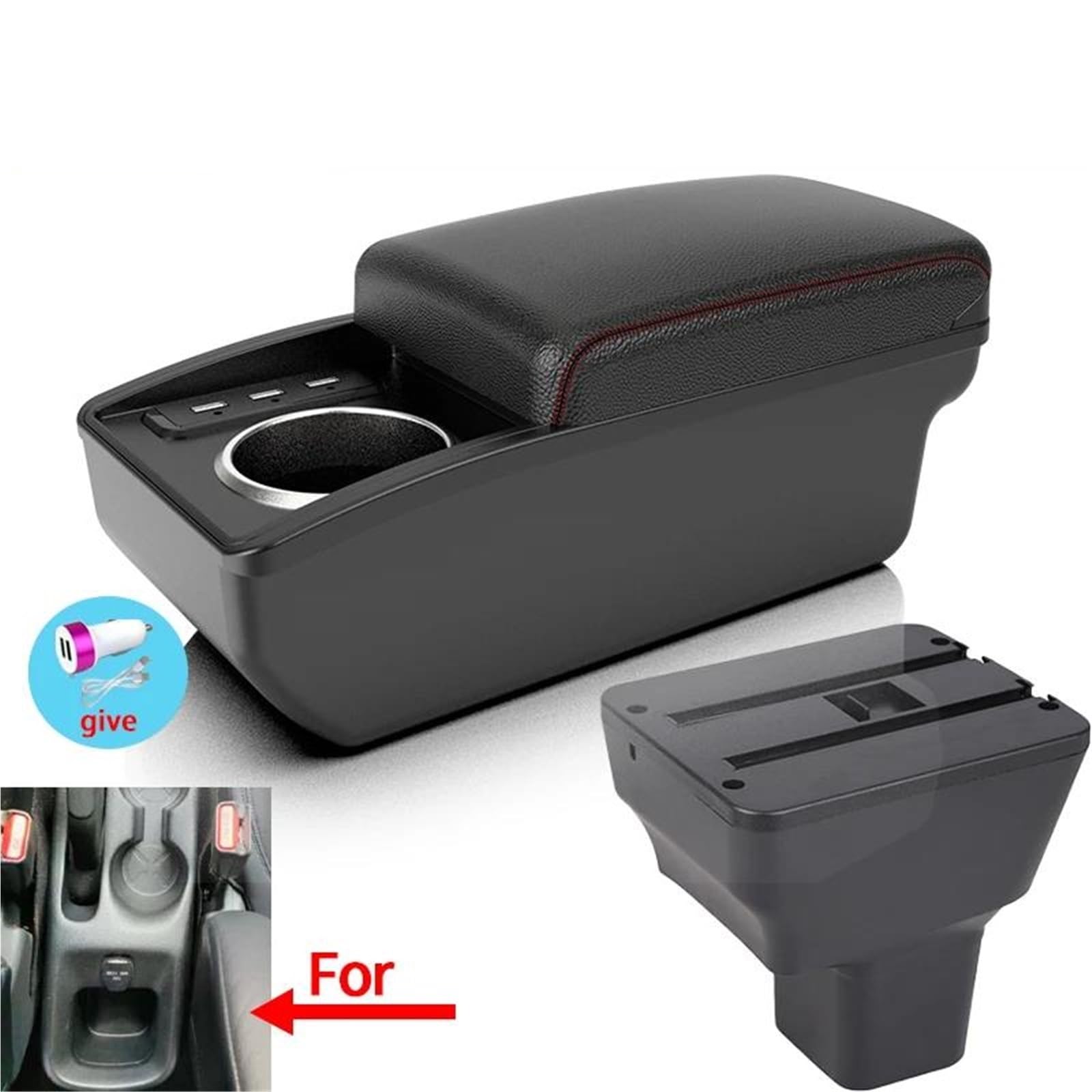 Auto Mittelarmlehne Armlehnenbox Für Nissan Für Kicks 2016–2024 Auto-Armlehnenbox Innenraum-Nachrüst-Aufbewahrungsbox Autozubehör Kfz Stauraum(Style B1) von NYSQOFMB