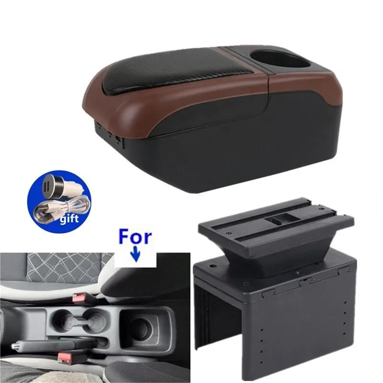 Auto Mittelarmlehne Armlehnenbox Für Nissan Für Micra K14 2020-2023 Autoarmlehnenbox Aufbewahrungsbox Innenraum Autozubehör Kfz Stauraum(Black-coffee) von NYSQOFMB
