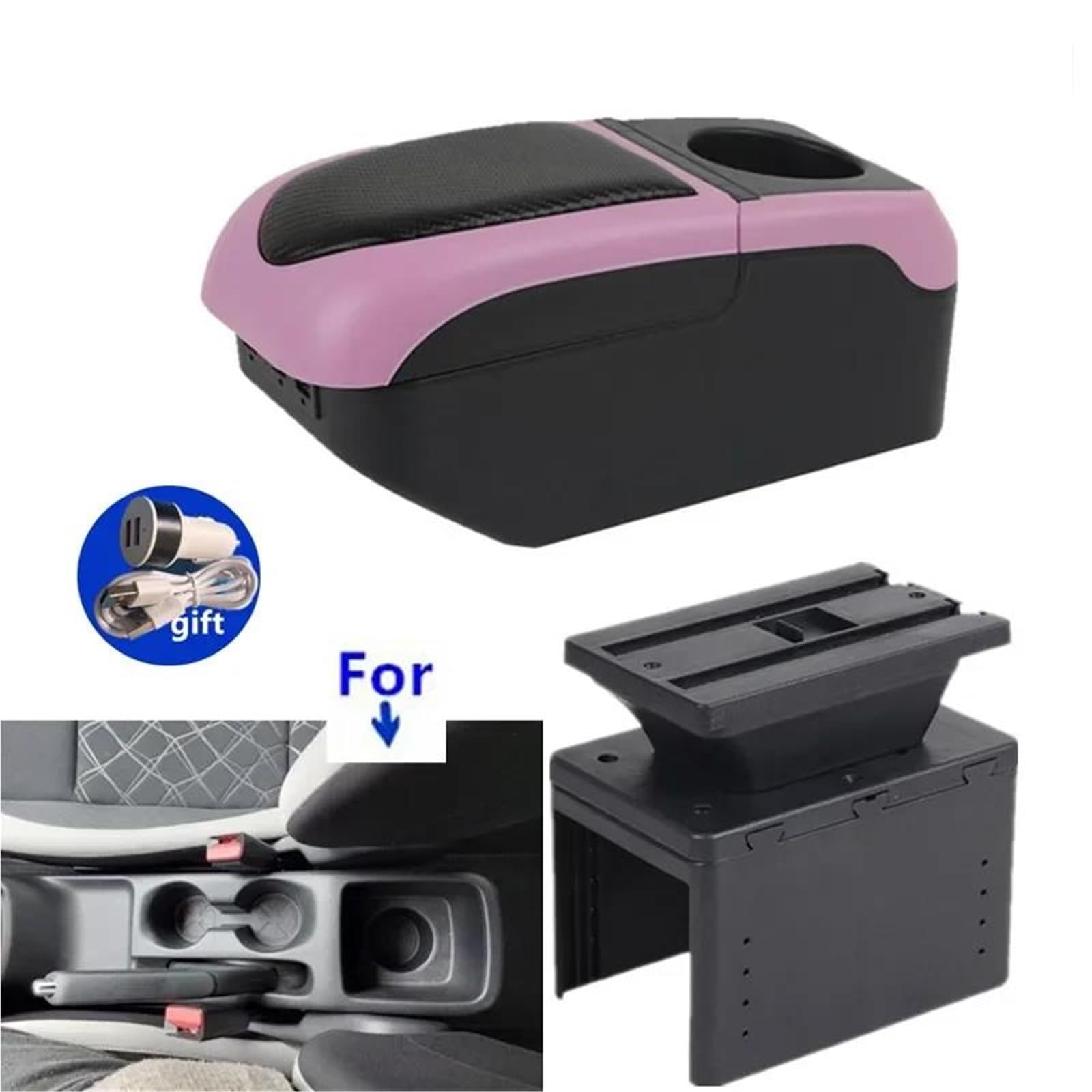 Auto Mittelarmlehne Armlehnenbox Für Nissan Für Micra K14 2020-2023 Autoarmlehnenbox Aufbewahrungsbox Innenraum Autozubehör Kfz Stauraum(Black-pink) von NYSQOFMB