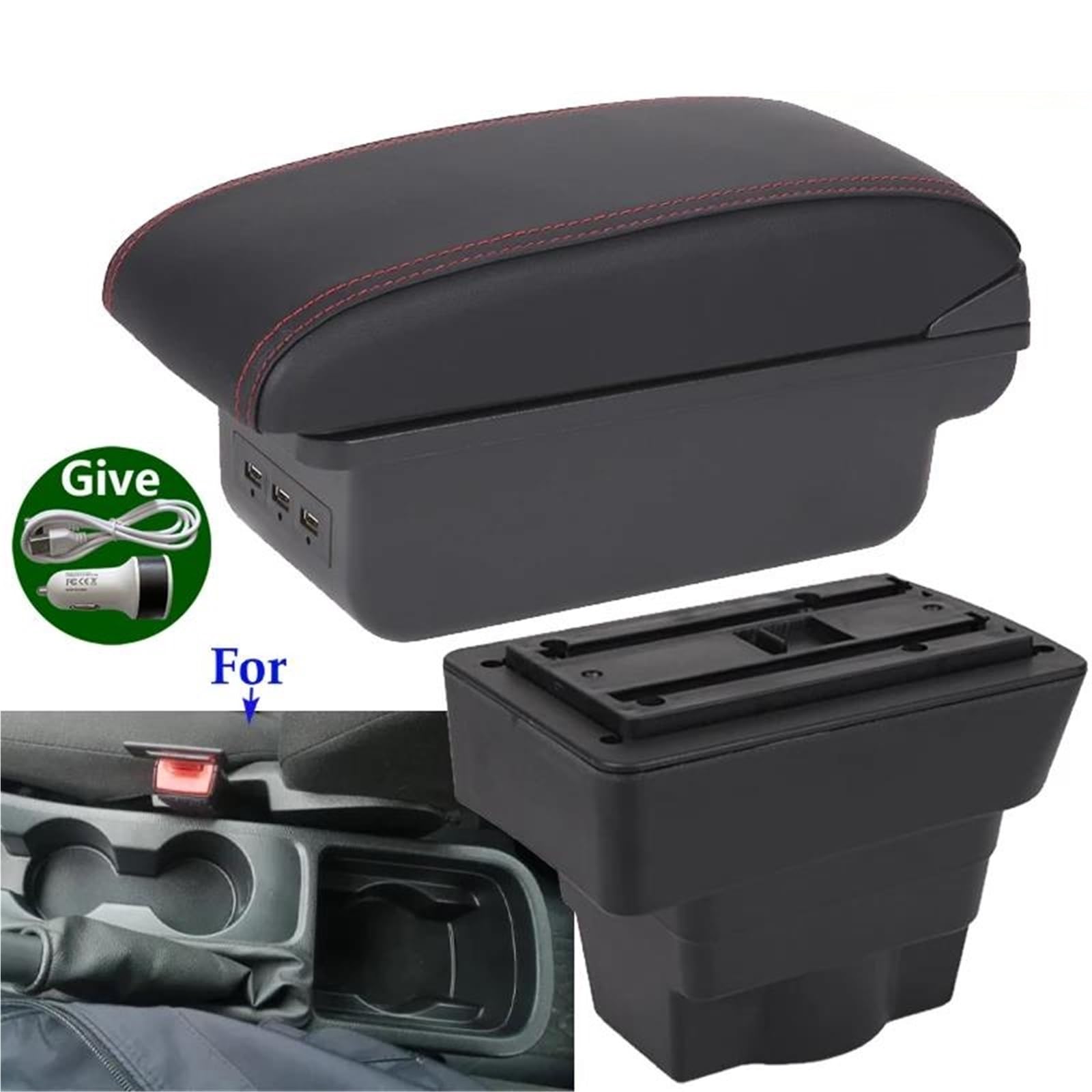 Auto Mittelarmlehne Armlehnenbox Für Opel Für Astra J 2012-2022 Autoarmlehne Auto-Aufbewahrungsbox Armverstrebungen Innenzubehör Kfz Stauraum(Style B1) von NYSQOFMB