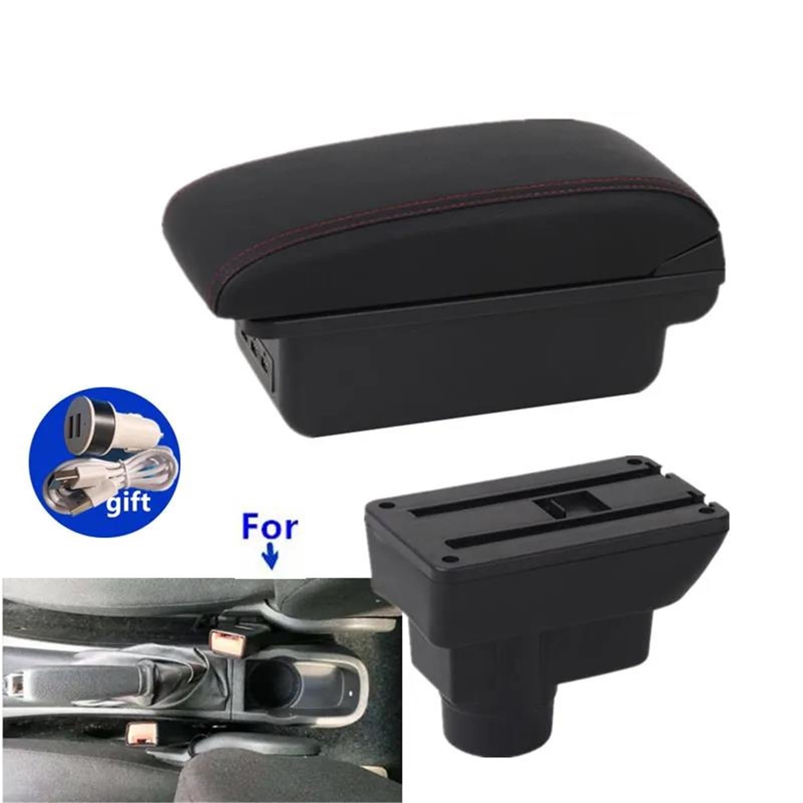 Auto Mittelarmlehne Armlehnenbox Für Opel Für Corsa Auto Armlehnenstützarm Innenausstattung Nachrüst-Aufbewahrungsbox Autozubehör Kfz Stauraum(Style B2) von NYSQOFMB