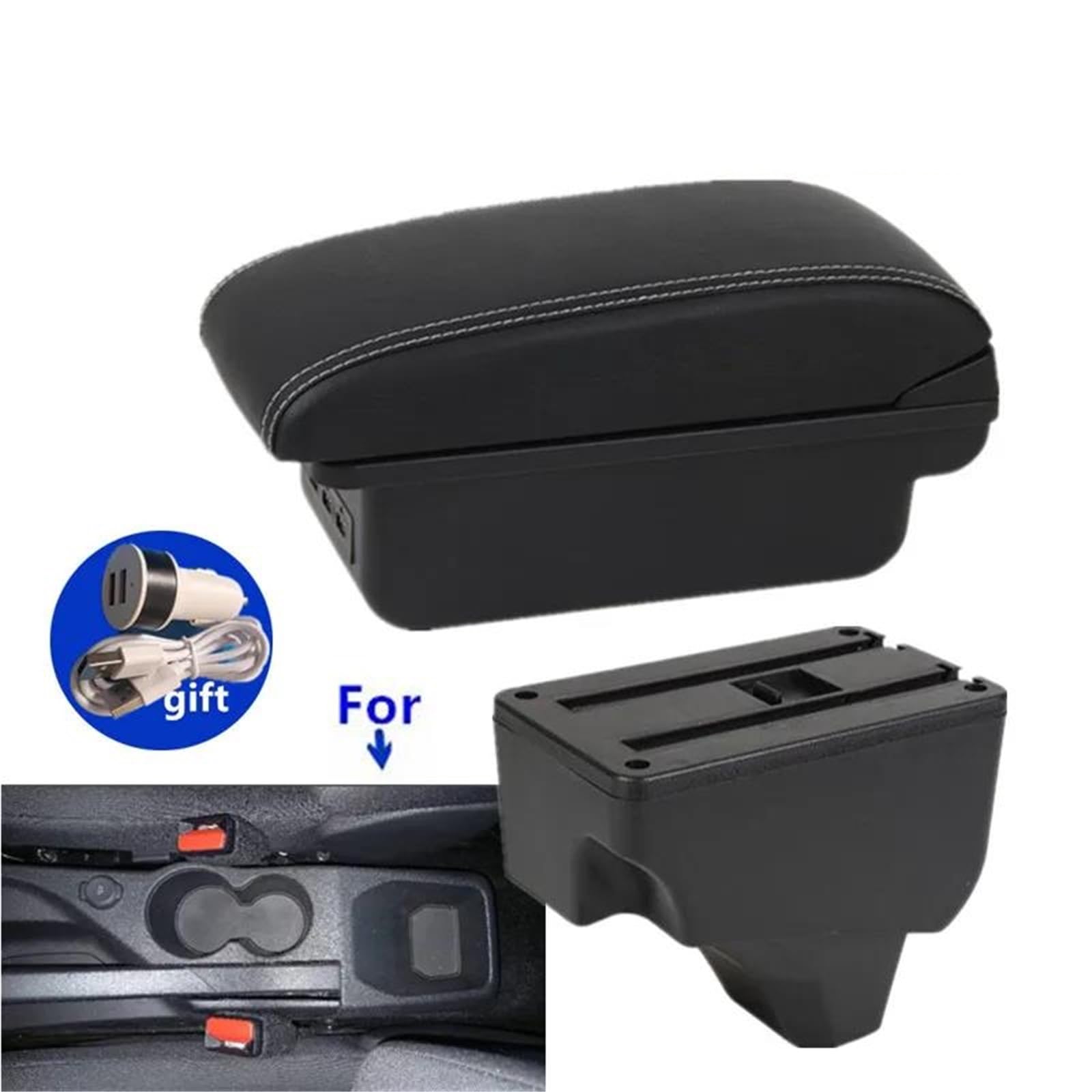 Auto Mittelarmlehne Armlehnenbox Für Peugeot Für 2008 208 2019–2024 Auto-Armlehnen-Aufbewahrungsbox Teile Innenraum Autozubehör Kfz Stauraum(Style B3) von NYSQOFMB
