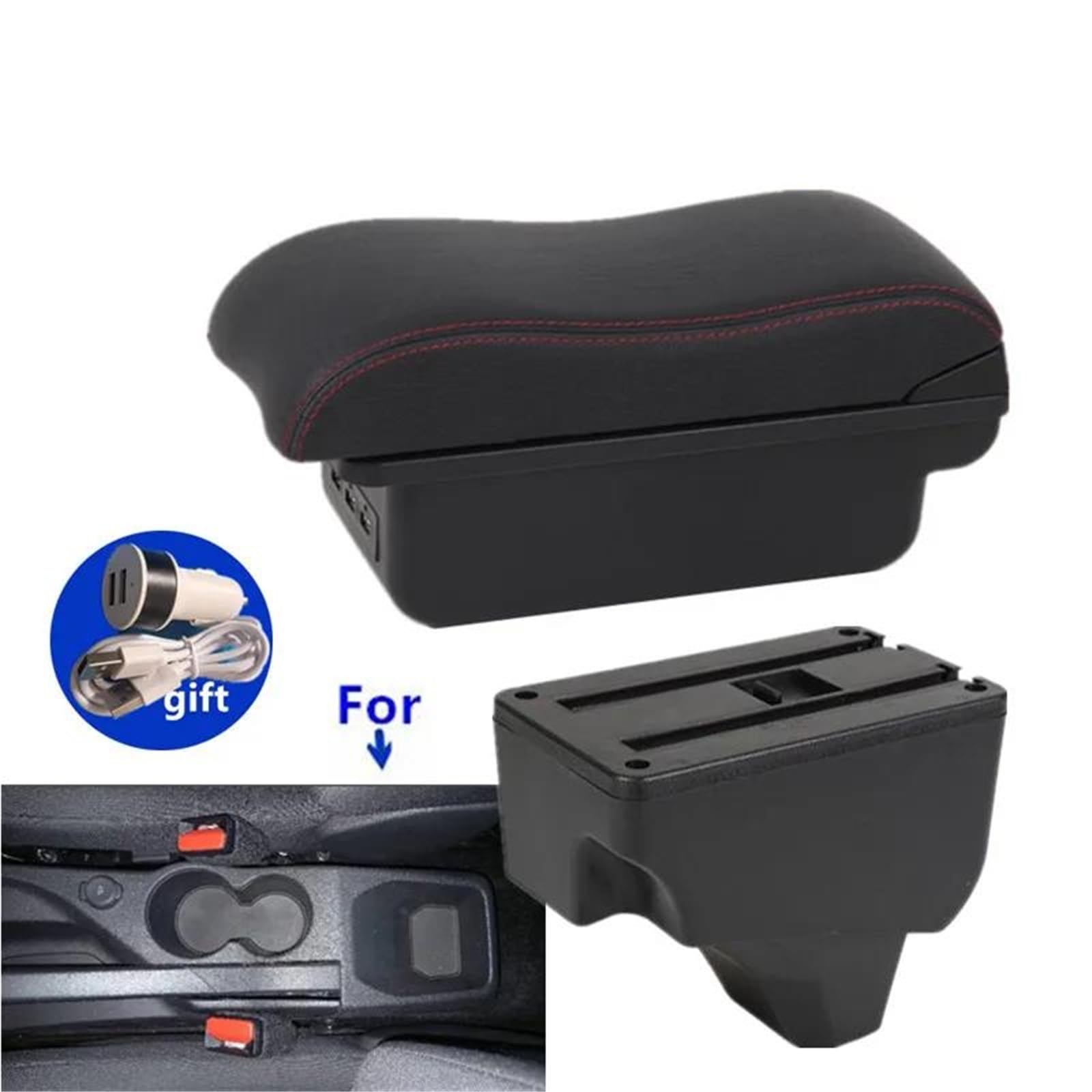 Auto Mittelarmlehne Armlehnenbox Für Peugeot Für 2008 208 2019–2024 Auto-Armlehnen-Aufbewahrungsbox Teile Innenraum Autozubehör Kfz Stauraum(Style B5) von NYSQOFMB