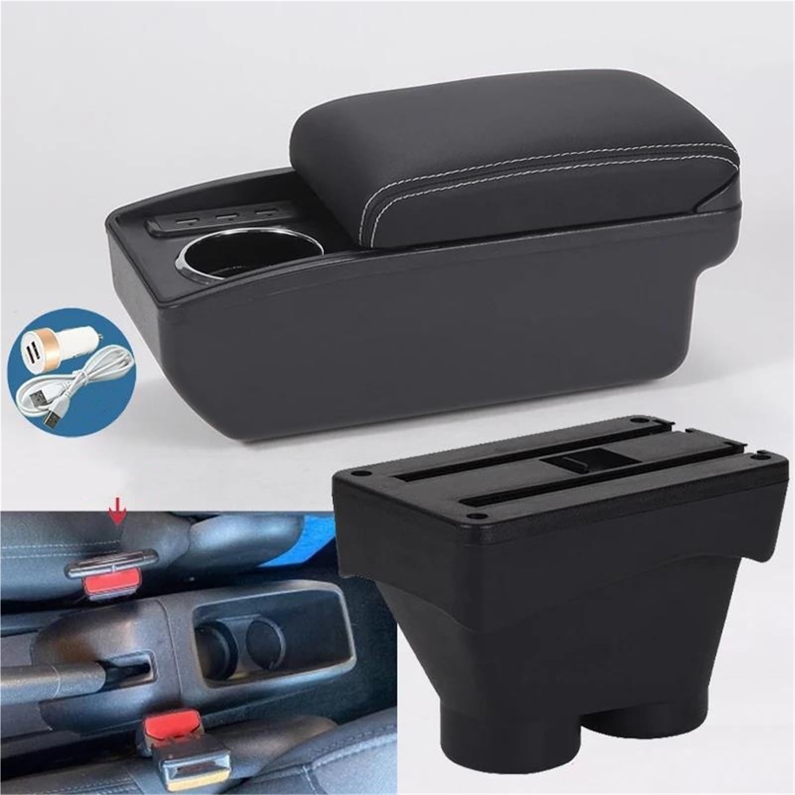 Auto Mittelarmlehne Armlehnenbox Für Peugeot Für 208 2012-2018 Armlehnen-Aufbewahrungsbox Dedizierte Nachrüstteile Innenausstattung Kfz Stauraum(Style B3) von NYSQOFMB