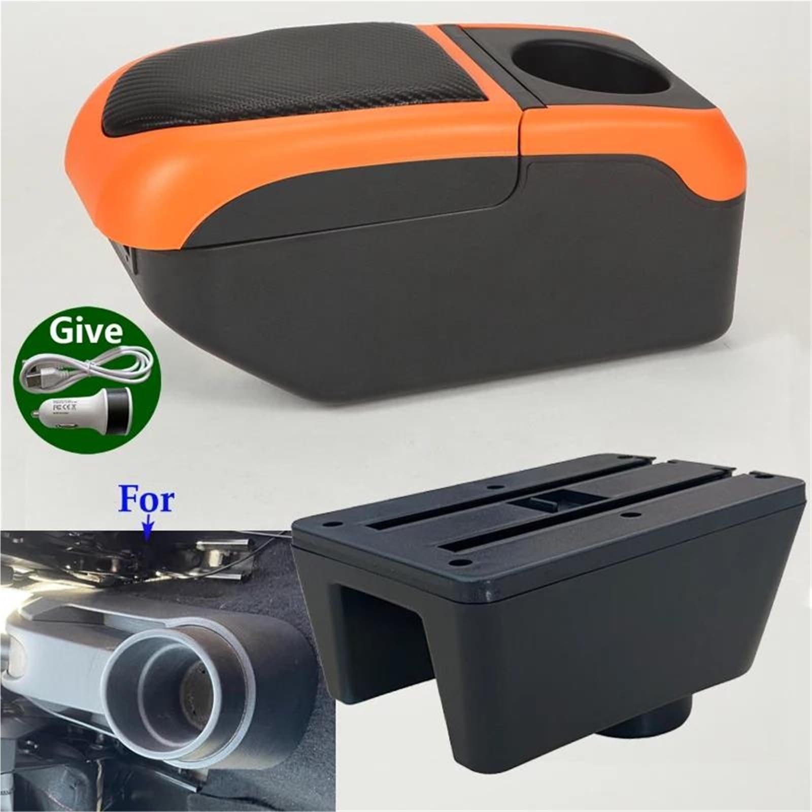 Auto Mittelarmlehne Armlehnenbox Für Seat Für Ibiza 6J Für Ibiza 6L Auto Armlehne Aufbewahrungsbox Innenraum Autozubehör Arm Kfz Stauraum(Black Orange) von NYSQOFMB