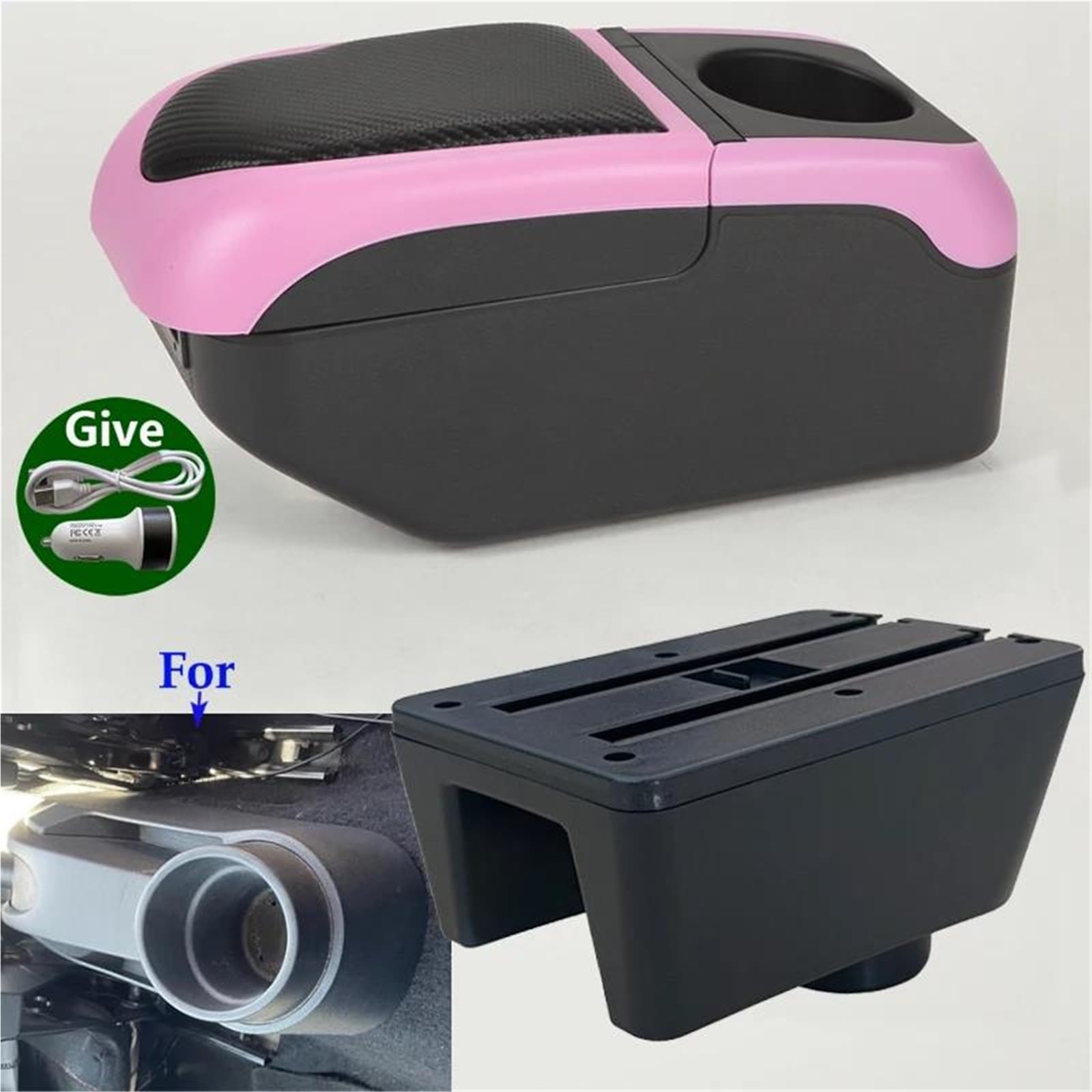 Auto Mittelarmlehne Armlehnenbox Für Seat Für Ibiza 6J Für Ibiza 6L Auto Armlehne Aufbewahrungsbox Innenraum Autozubehör Arm Kfz Stauraum(Black Pink) von NYSQOFMB
