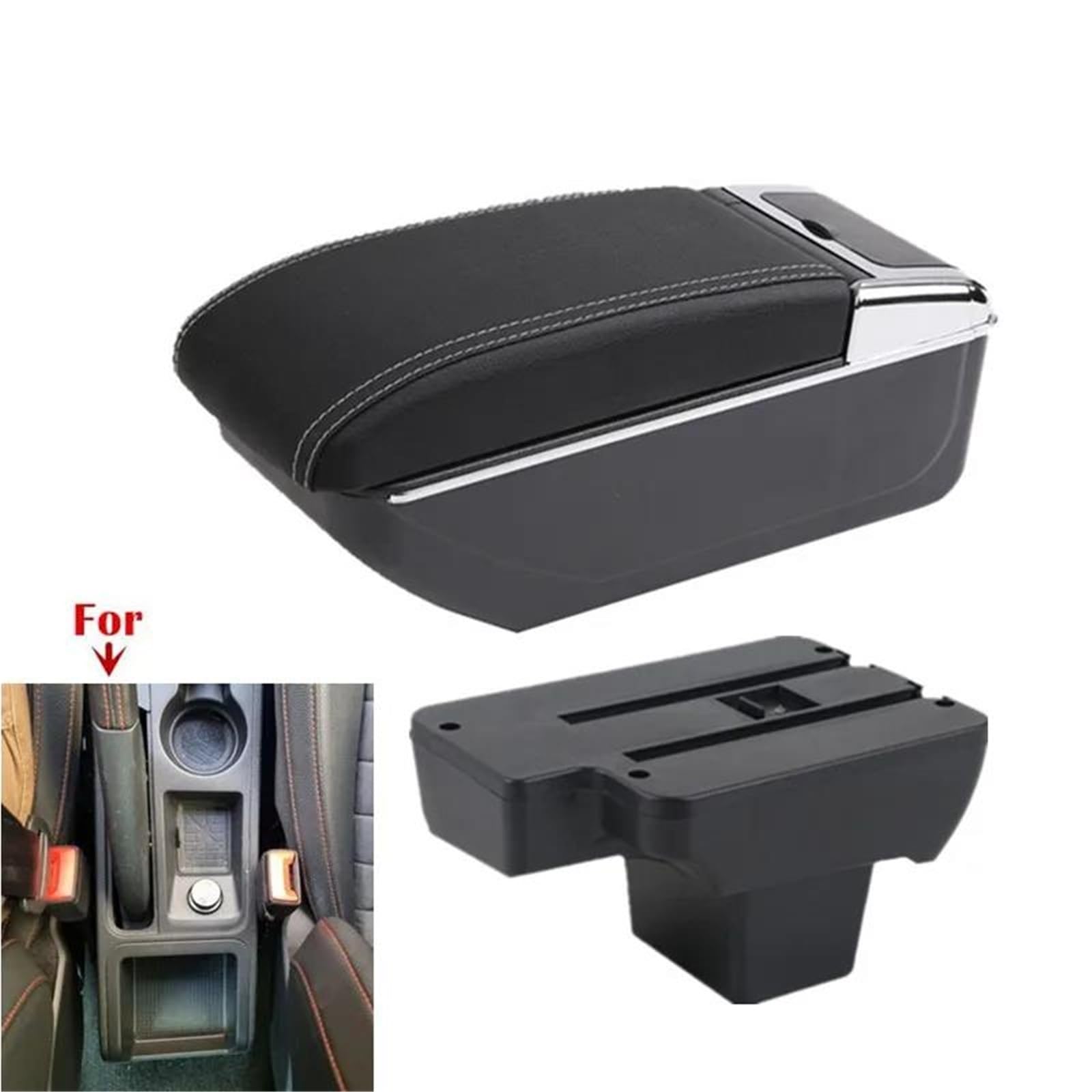 Auto Mittelarmlehne Armlehnenbox Für Seat Für Ibiza Für Arona Auto Armlehnenbox Aufbewahrungsbox Getränkehalter Innenraum Nachrüstung Kfz Stauraum(Style B3) von NYSQOFMB