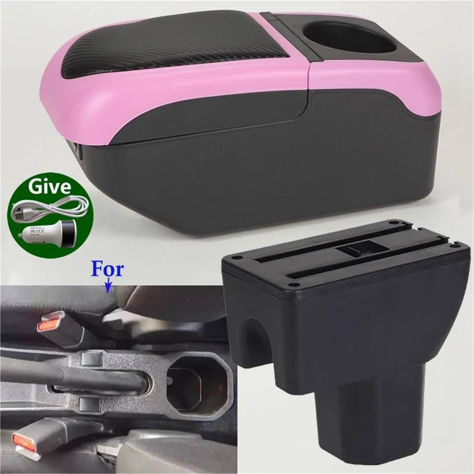 Auto Mittelarmlehne Armlehnenbox Für Suzuki Für Ignis Auto Armlehne Auto Aufbewahrungsbox Armverstrebungen Erhöhen Innen Nachrüstteil Kfz Stauraum(Black Pink) von NYSQOFMB