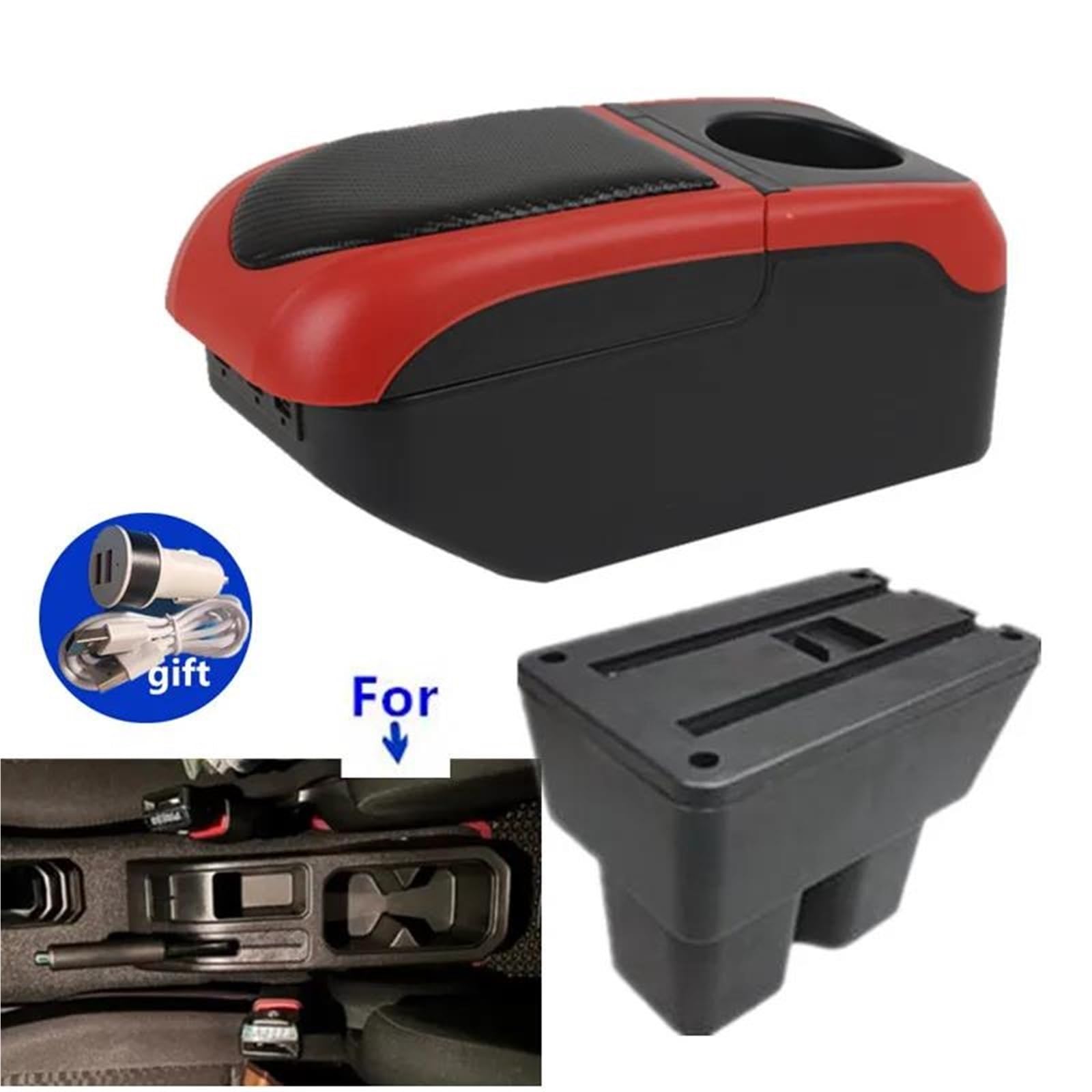 Auto Mittelarmlehne Armlehnenbox Für Suzuki Für Jimny JB74 JB64w 2019-2024 Auto-Armlehnen-Aufbewahrungsbox Nachrüst-Autozubehör Kfz Stauraum(Black-red) von NYSQOFMB