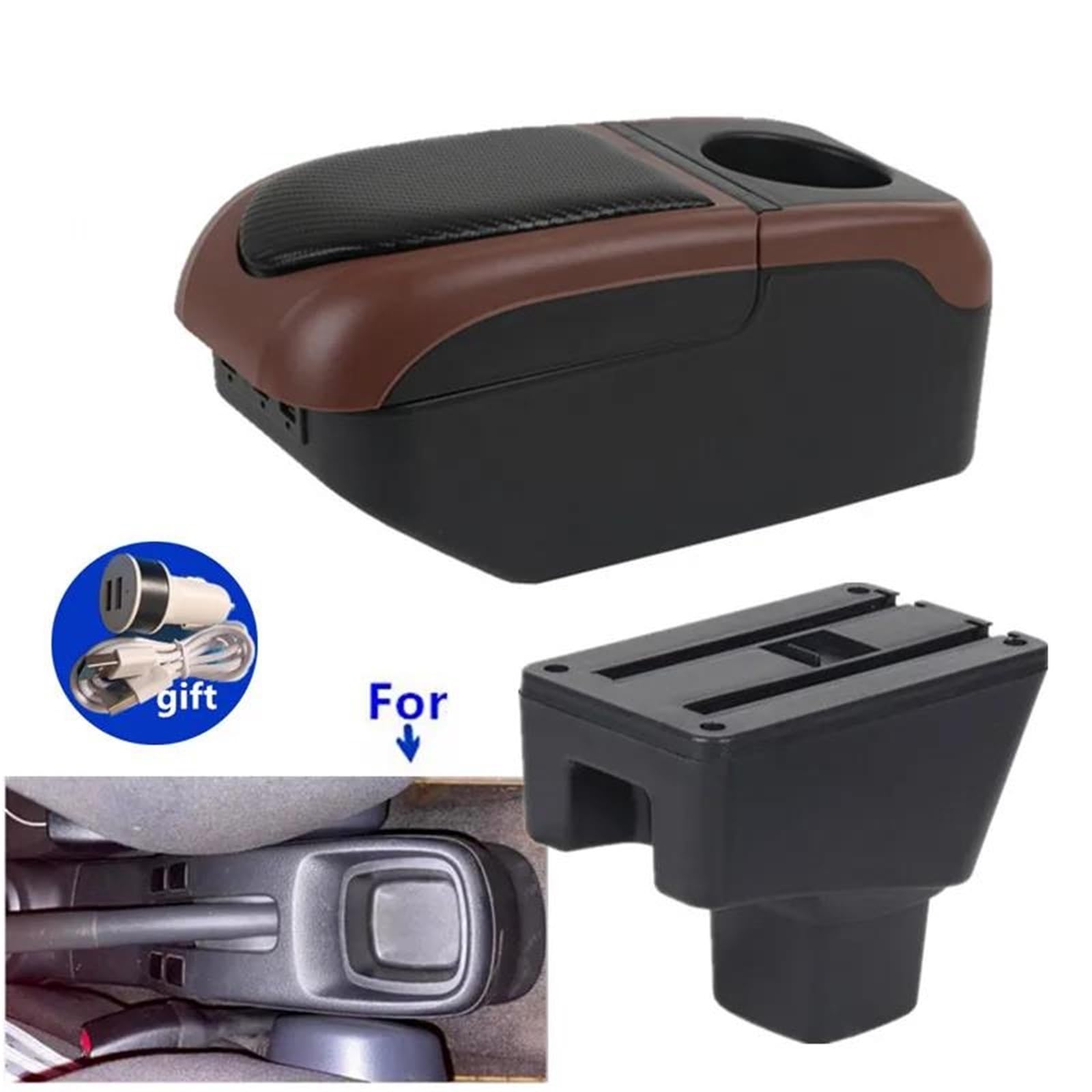 Auto Mittelarmlehne Armlehnenbox Für Suzuki Für SX4 Auto-Armlehnenbox Innenausstattung Nachrüstteile Zentrale Aufbewahrungsbox Kfz Stauraum(Black-coffee) von NYSQOFMB