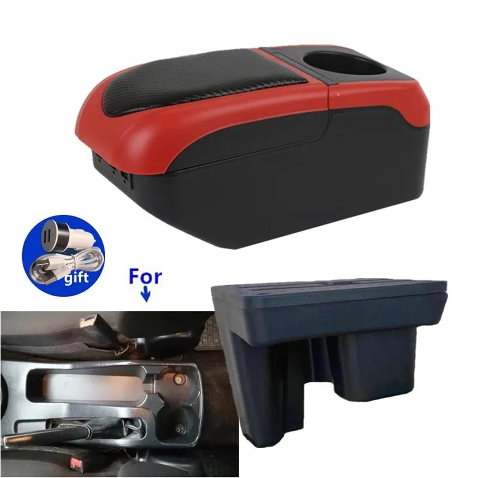 Auto Mittelarmlehne Armlehnenbox Für Toyota Für Hilux Auto-Armlehne Innenraum Spezielle Retrofit-Center-Aufbewahrungsbox Autozubehör Kfz Stauraum(Black-red) von NYSQOFMB