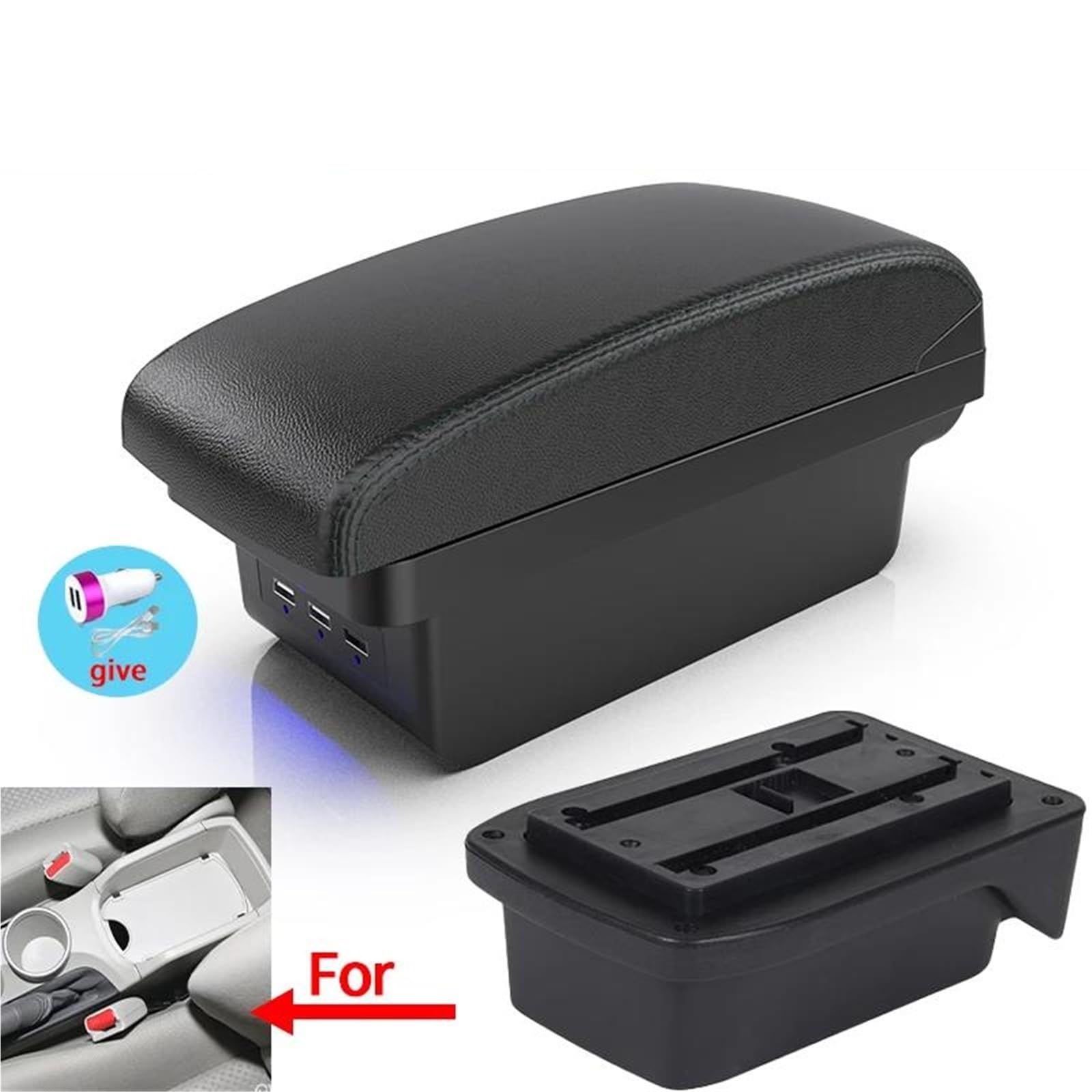 Auto Mittelarmlehne Armlehnenbox Für Toyota Für Verso EZ Auto-Armlehnenbox Innenteile-Aufbewahrungsbox Mit USB-Zubehör Kfz Stauraum(Style B2) von NYSQOFMB