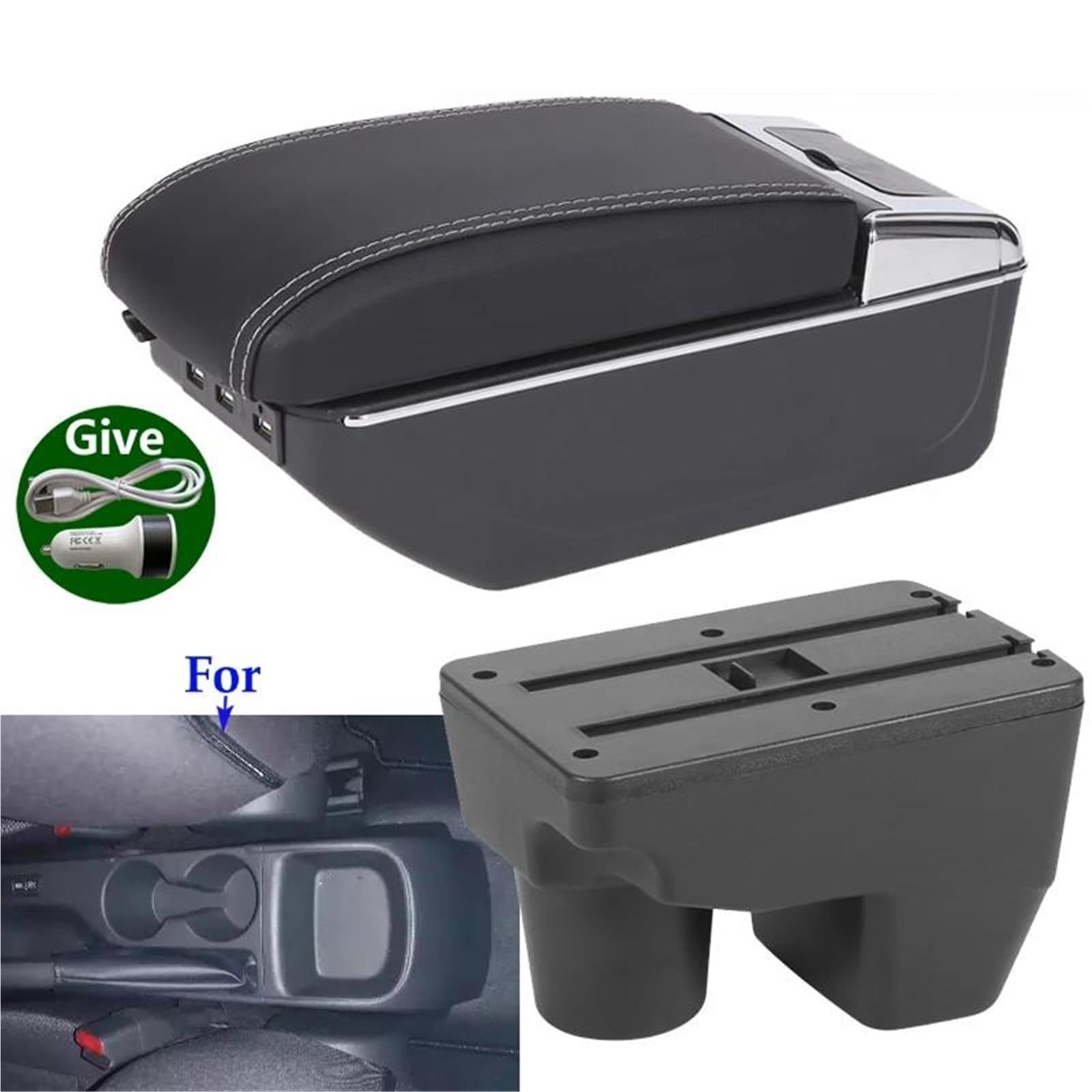 Auto Mittelarmlehne Armlehnenbox Für Toyota Für Yaris Für Elegant GR 20021-2025 Autoarmlehne Autoaufbewahrungsbox Autozubehör Kfz Stauraum(Style B3) von NYSQOFMB