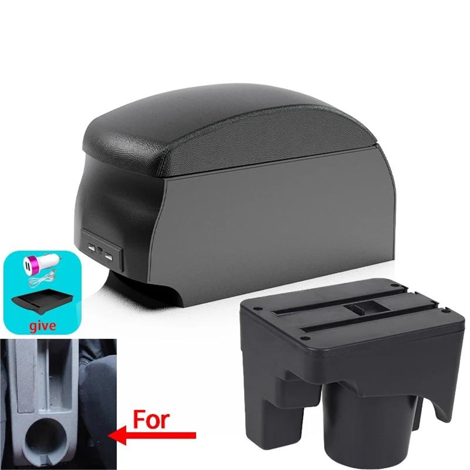 Auto Mittelarmlehne Armlehnenbox Für VW Für Golf 6 5 Für Mk6 MK5 Für Jetta 5 Für Sagitar Autoarmlehne USB-Innenraum-Sondernachrüstung Kfz Stauraum(Style B2) von NYSQOFMB