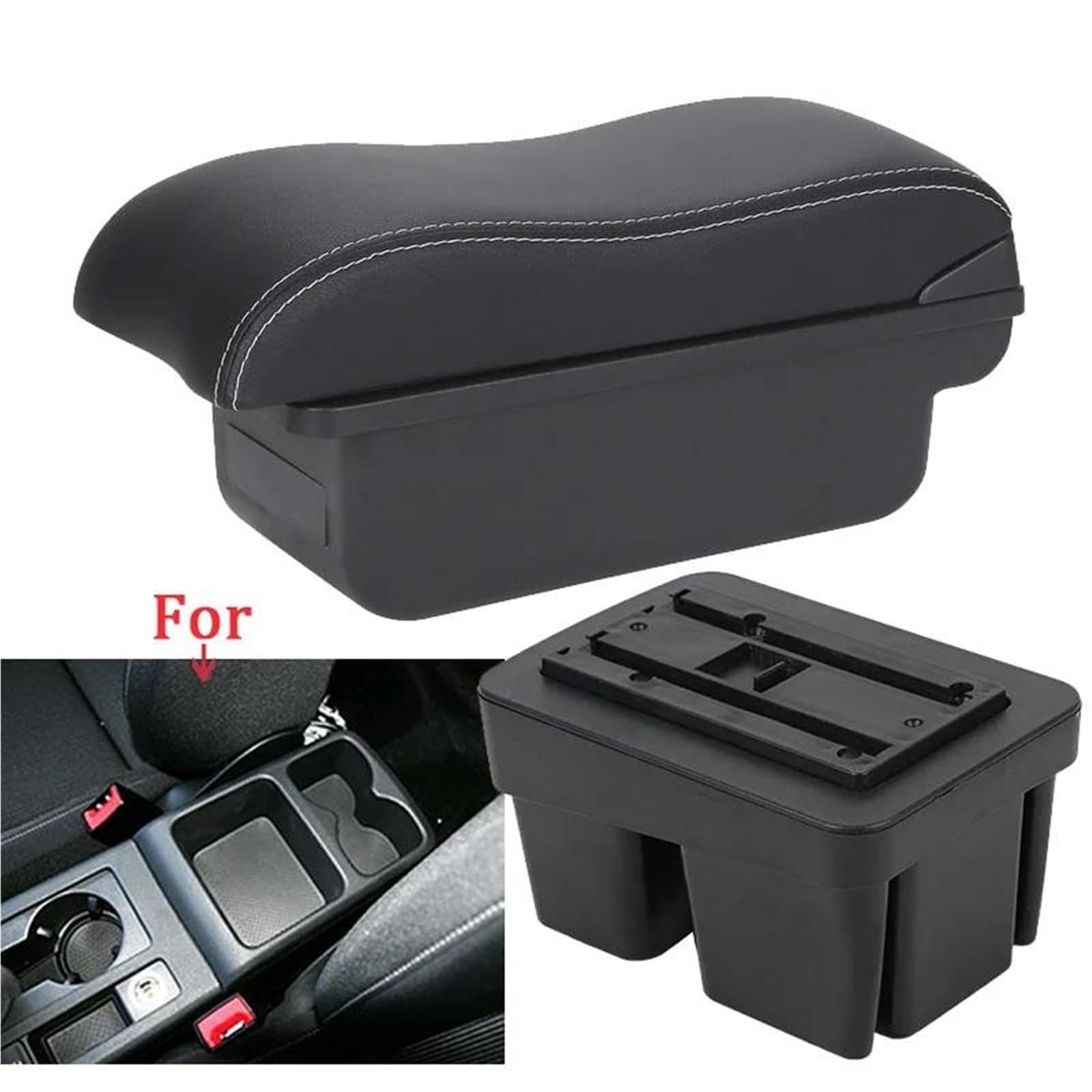 Auto Mittelarmlehne Armlehnenbox Für VW Für Golf 7 Für Mk7 Auto-Armlehnenbox Innenraum Spezial-Nachrüstteile Center Storage Box Kfz Stauraum(Style C3) von NYSQOFMB