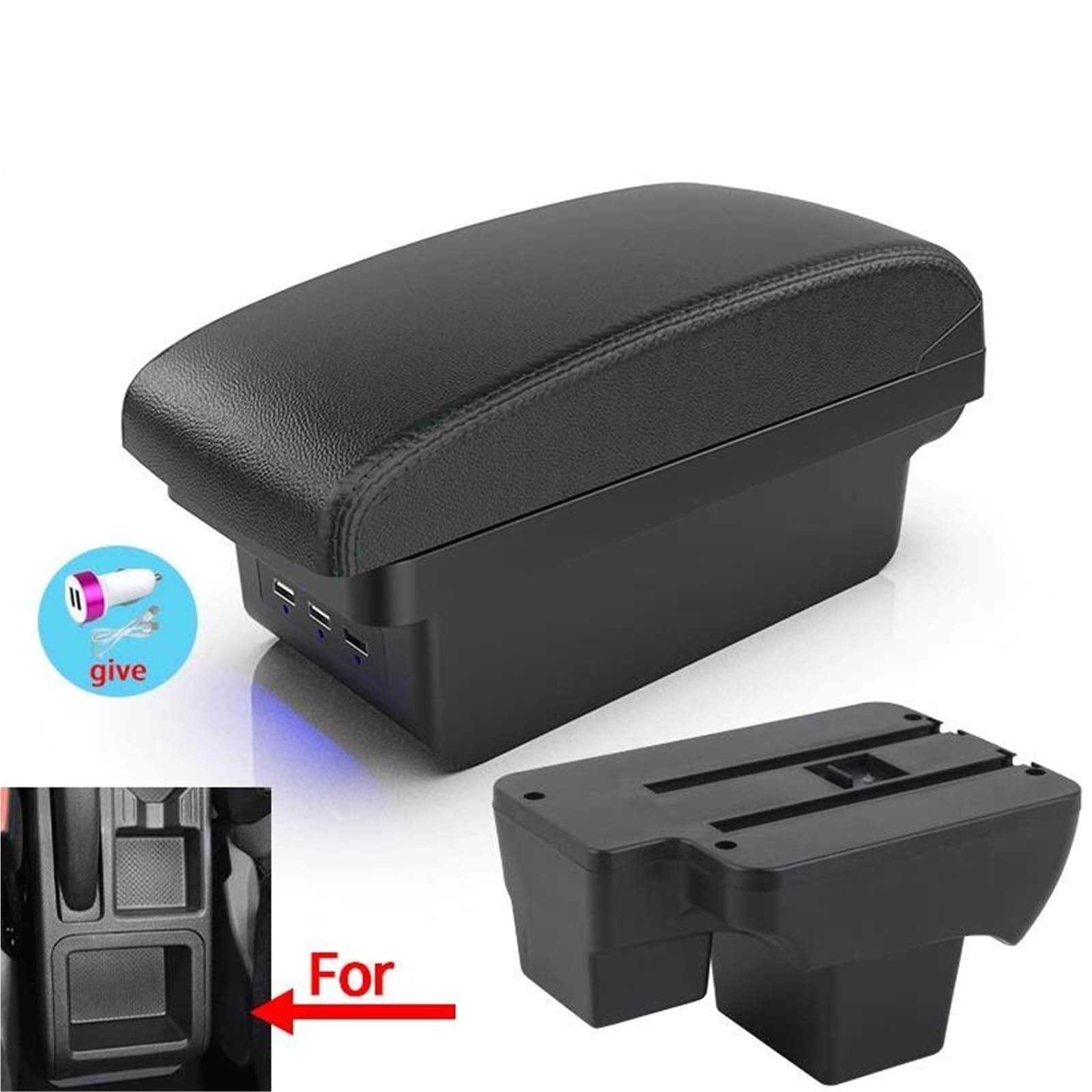 Auto Mittelarmlehne Armlehnenbox Für VW Für Polo 2020-2024 Autoarmlehne Retrofit-Aufbewahrungsbox Retrofit-Teile Autozubehör Kfz Stauraum(Style B2) von NYSQOFMB