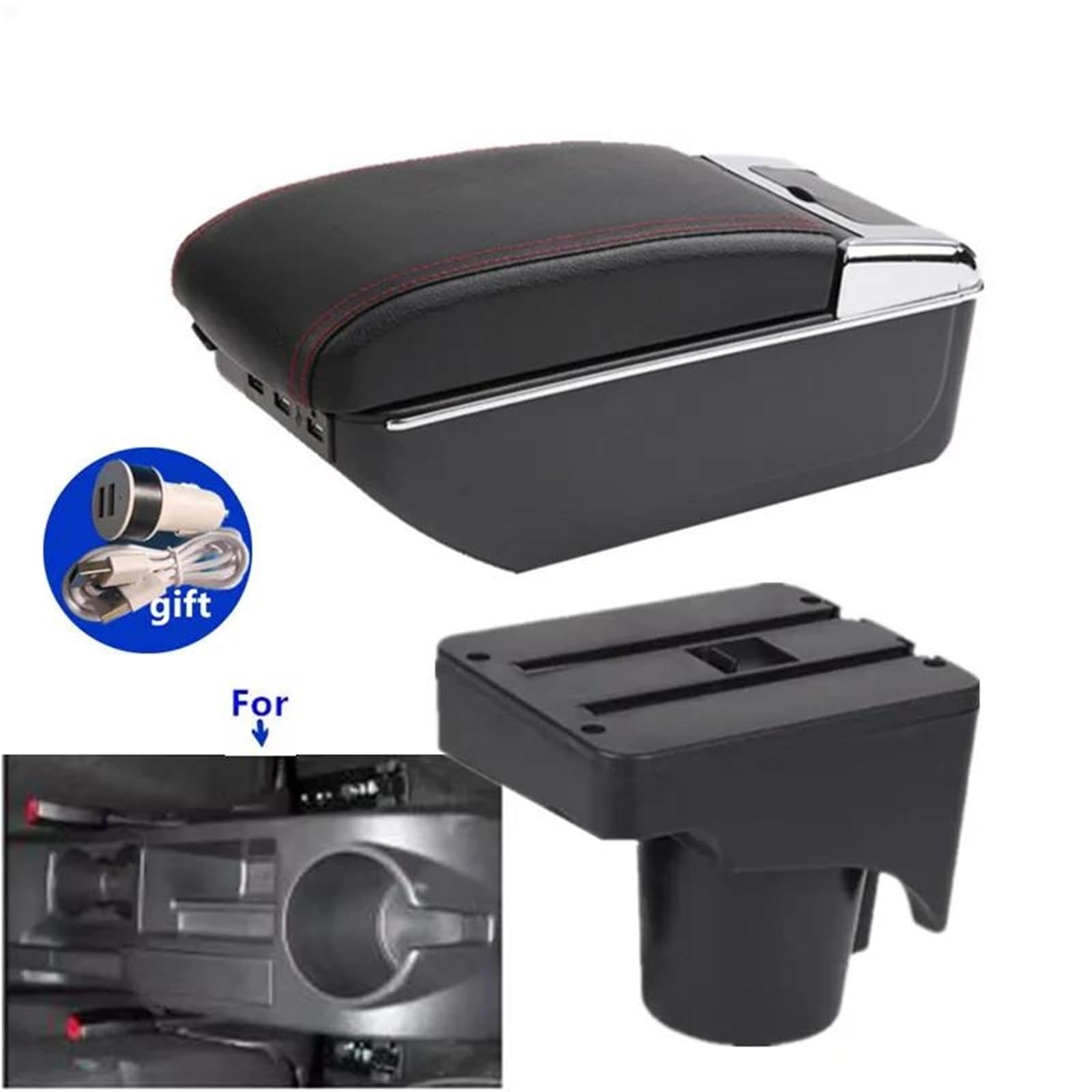 Auto Mittelarmlehne Armlehnenbox Für VW Für Scirocco Für Sagitar Für Golf 6 5 Für Mk6 MK5 Für Jetta 5 Autoarmlehne Autoaufbewahrungsbox Kfz Stauraum(D2) von NYSQOFMB