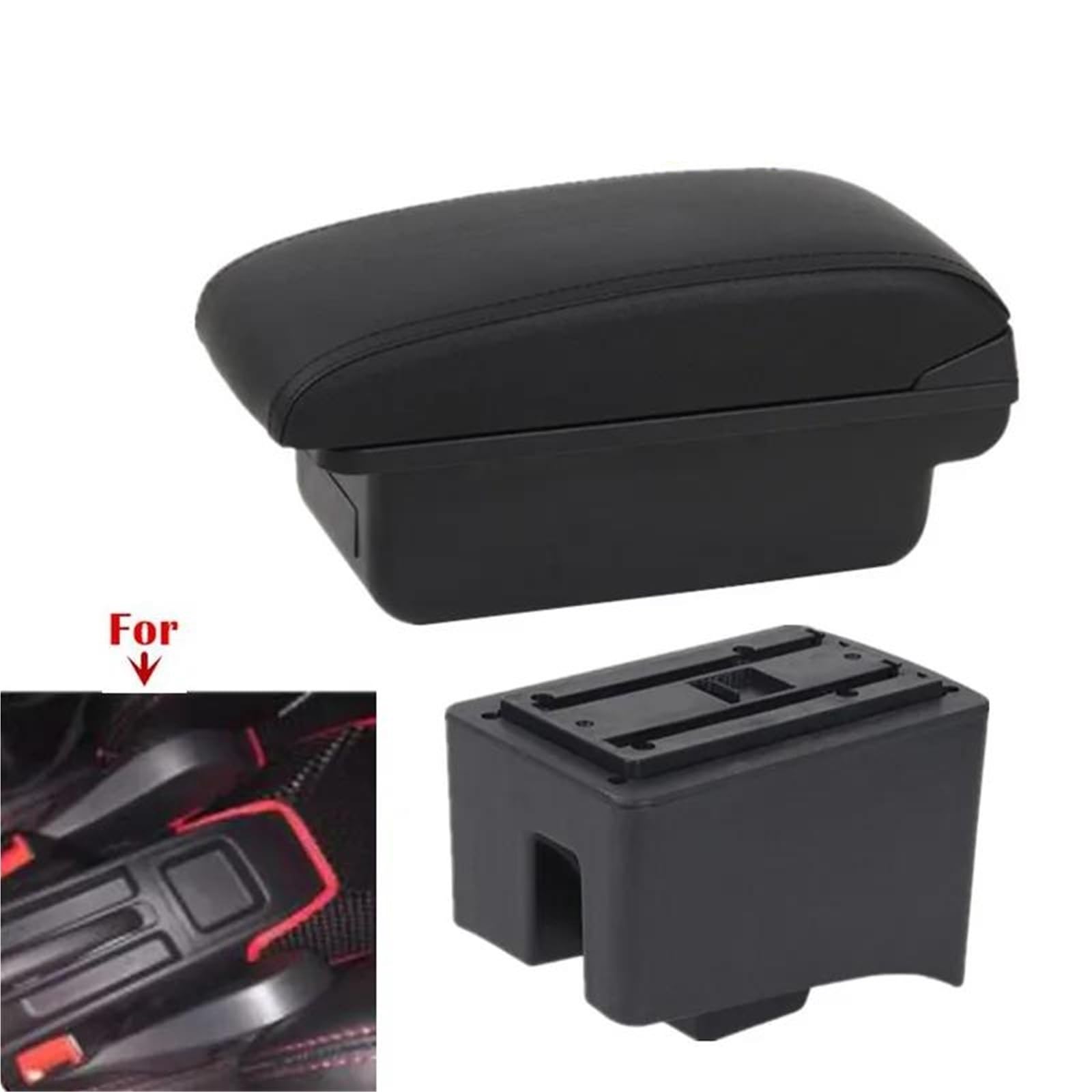 Auto Mittelarmlehne Armlehnenbox Für VW Für Vento Für Polo V 2009-2020 Autoarmlehnenbox Aufbewahrungsbox Nachrüst-Autozubehör Kfz Stauraum(Style A1) von NYSQOFMB
