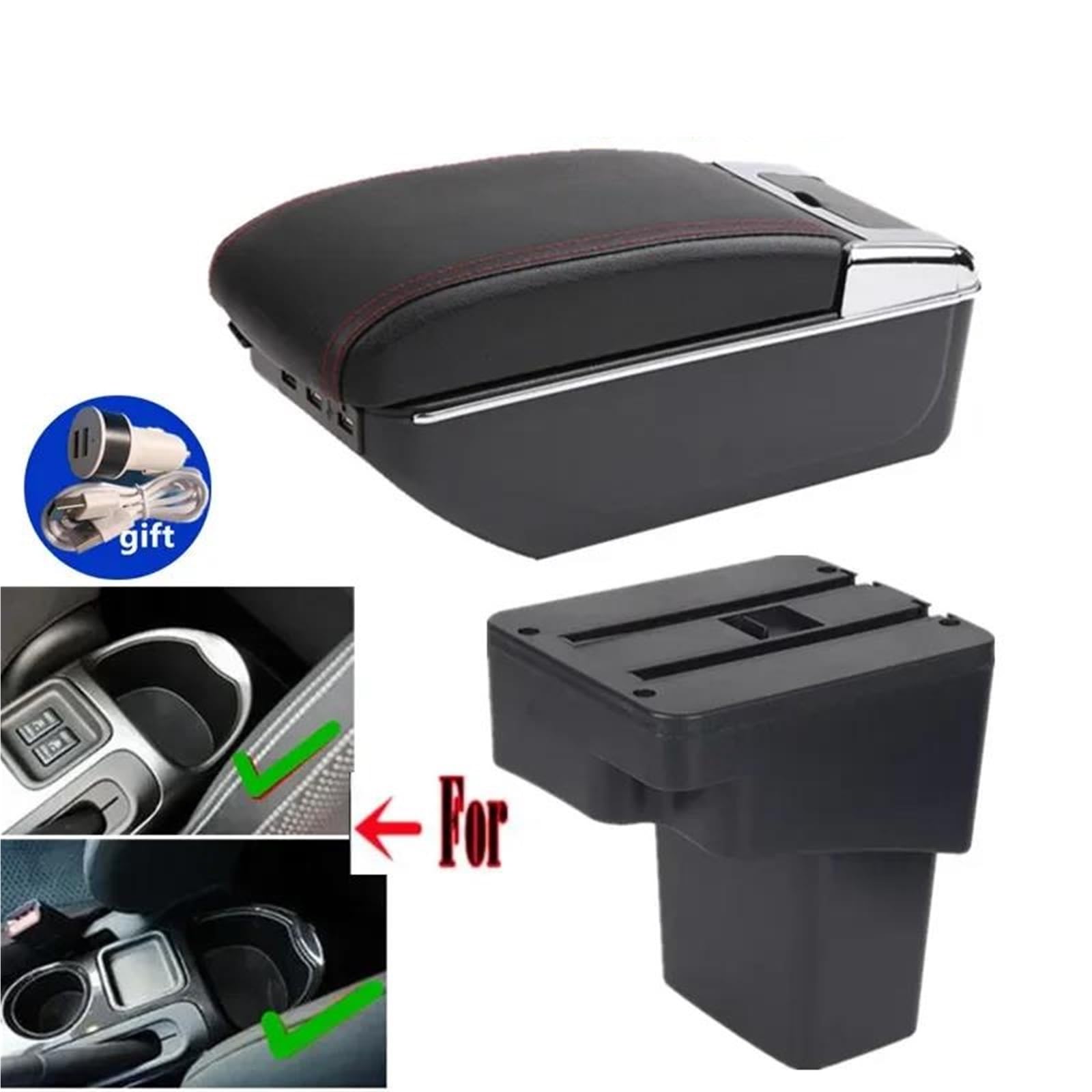 Auto Mittelarmlehne Auto Armlehne Box Für Nissan Für Juke Für Infiniti Für ESQ 2010-2019 Armlehne Box Lagerung Box Nachrüstung Kfz Stauraum(Style D2) von NYSQOFMB