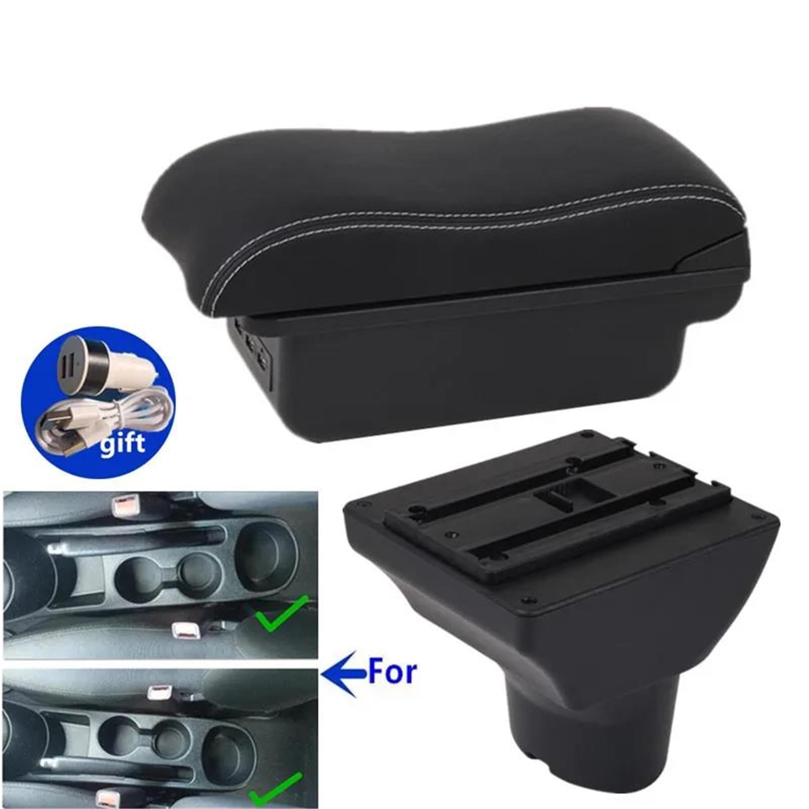 Auto Mittelarmlehne Auto Armlehne Für Hyundai Für I20 2012 Armlehne Box Nachrüstung Interior Center Storage Box Auto Zubehör Kfz Stauraum(Style B6) von NYSQOFMB