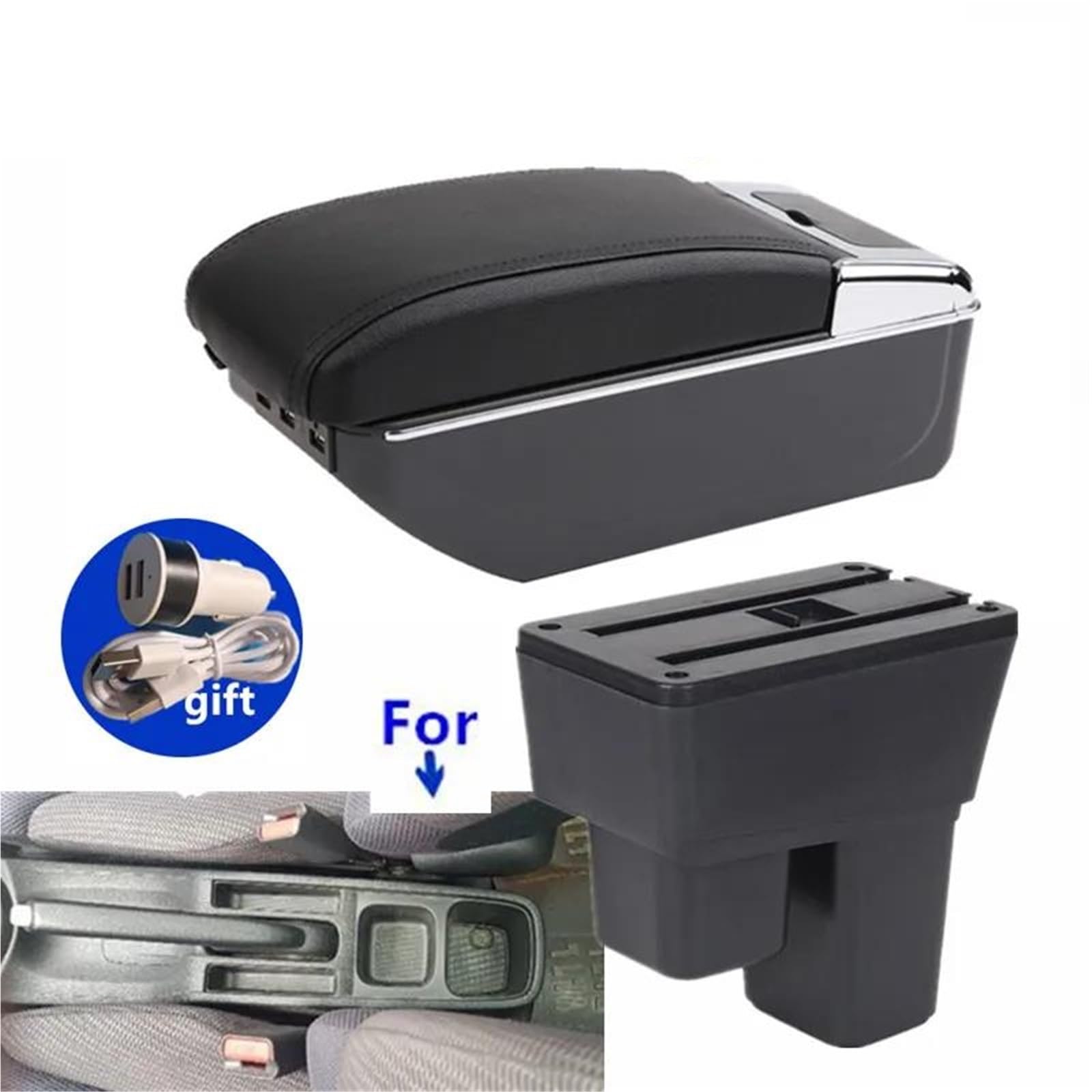 Auto Mittelarmlehne Auto-Armlehnenbox Für Fit Für Jazz 2 2008 2009 2010 2011 2012 2013 Armlehnenarm-Aufbewahrungsbox Autozubehör Kfz Stauraum(Style C1) von NYSQOFMB