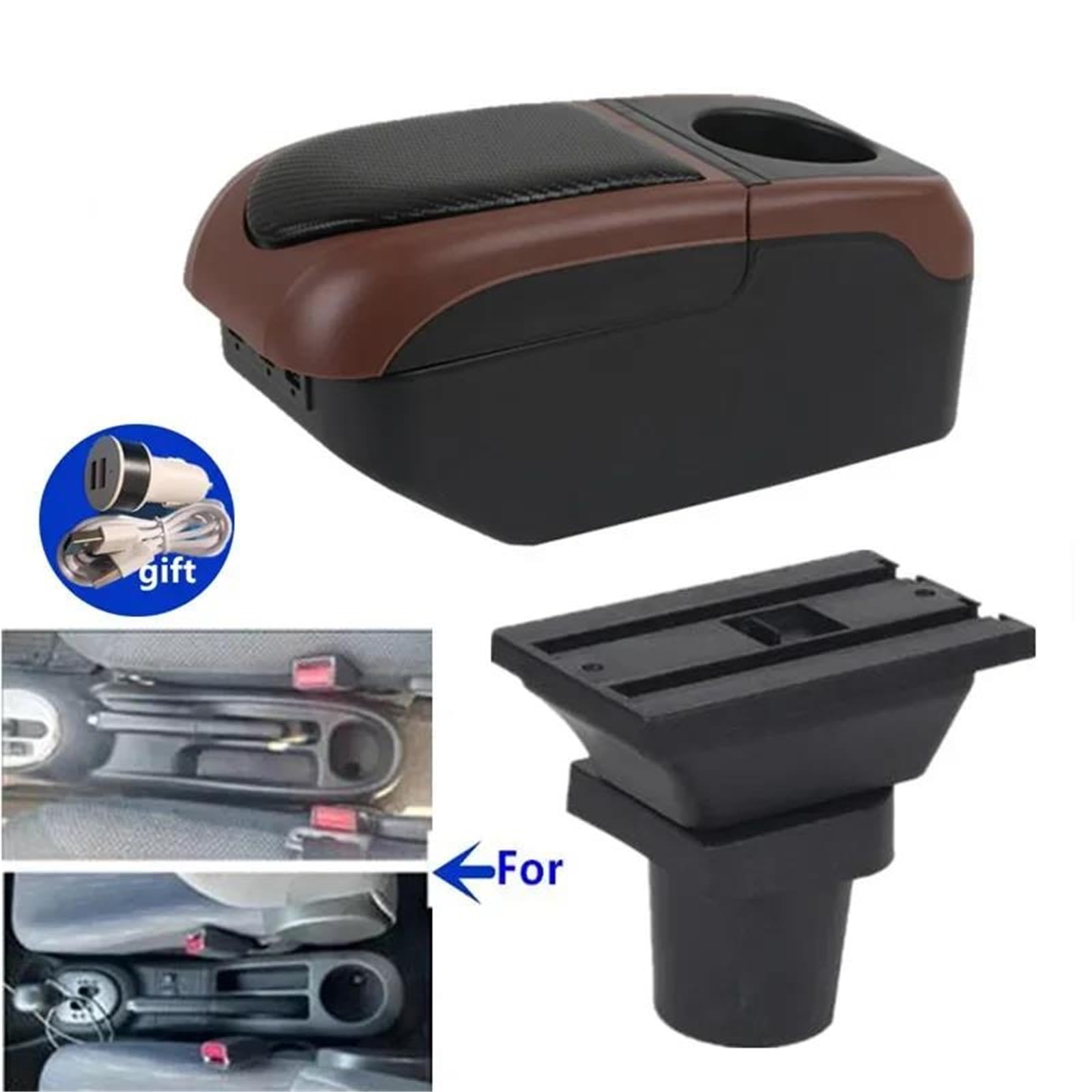 Auto Mittelarmlehne Auto-Armlehnenbox Für Toyota Für Yaris Für Vitz 1998-2011 Innenausstattung Spezielle Retrofit-Center-Aufbewahrungsbox Kfz Stauraum(Black-coffee) von NYSQOFMB