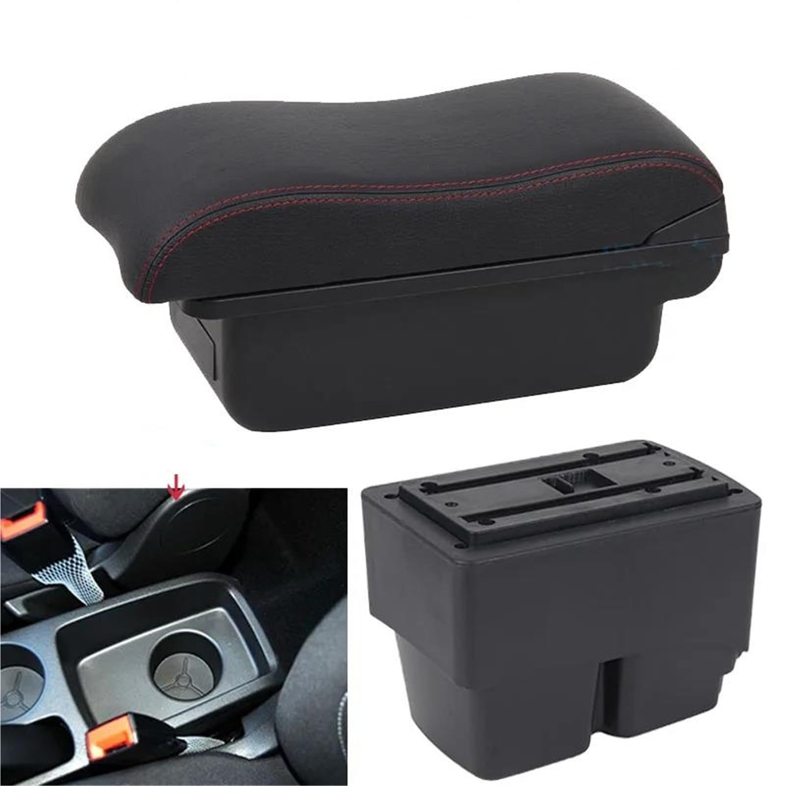 Auto Mittelarmlehne Für Ford Für Fiesta Armlehnenbox Sonderzubehör Aufbewahrungsbox Innenraum Auto Armlehne Gebogene Oberfläche Kfz Stauraum(Style C1) von NYSQOFMB