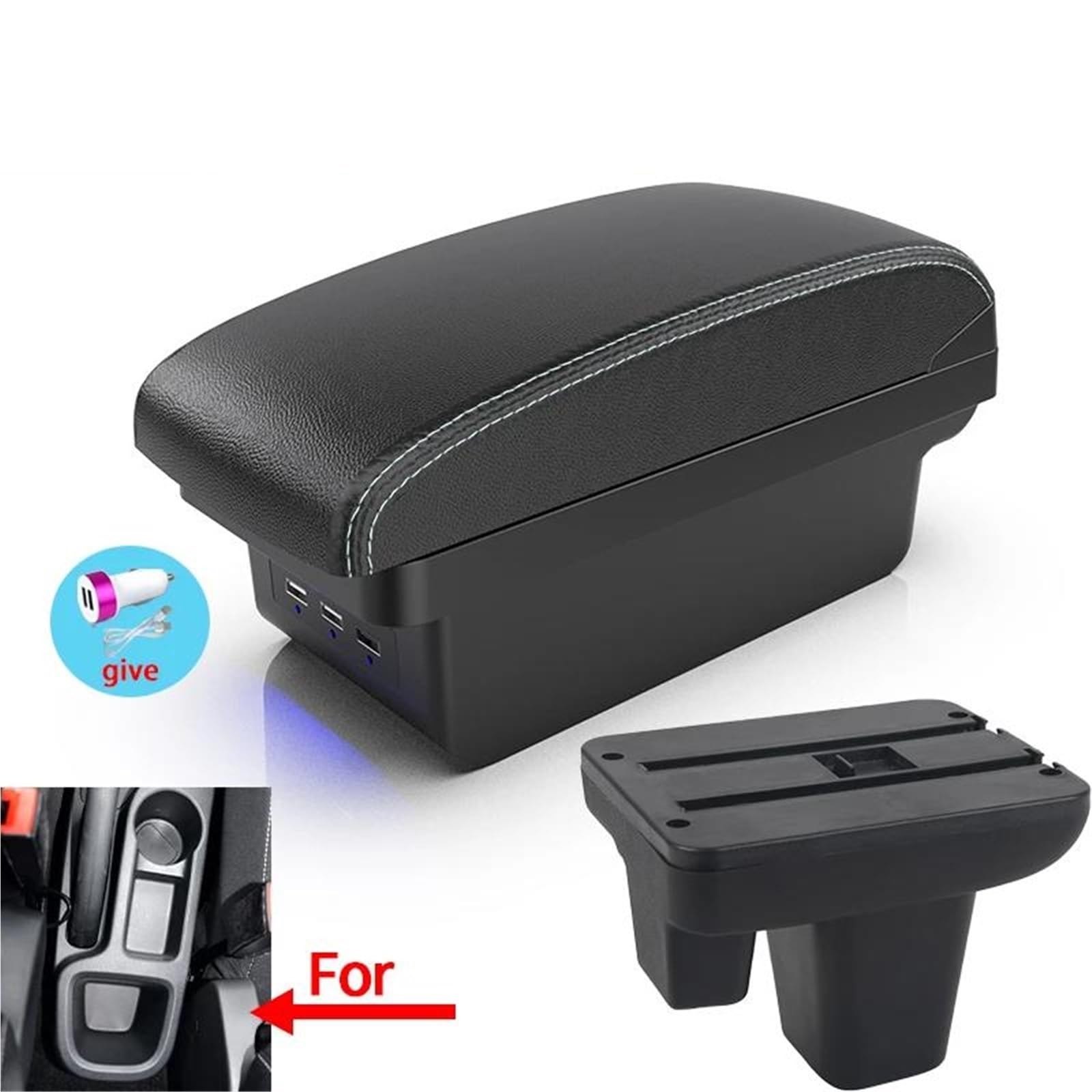 Auto Mittelarmlehne Für MG Für MG3 Armlehne Box Center Console Central Store Inhalt Aufbewahrungsbox Mit Getränkehalter USB RHD Kfz Stauraum(Style B3) von NYSQOFMB