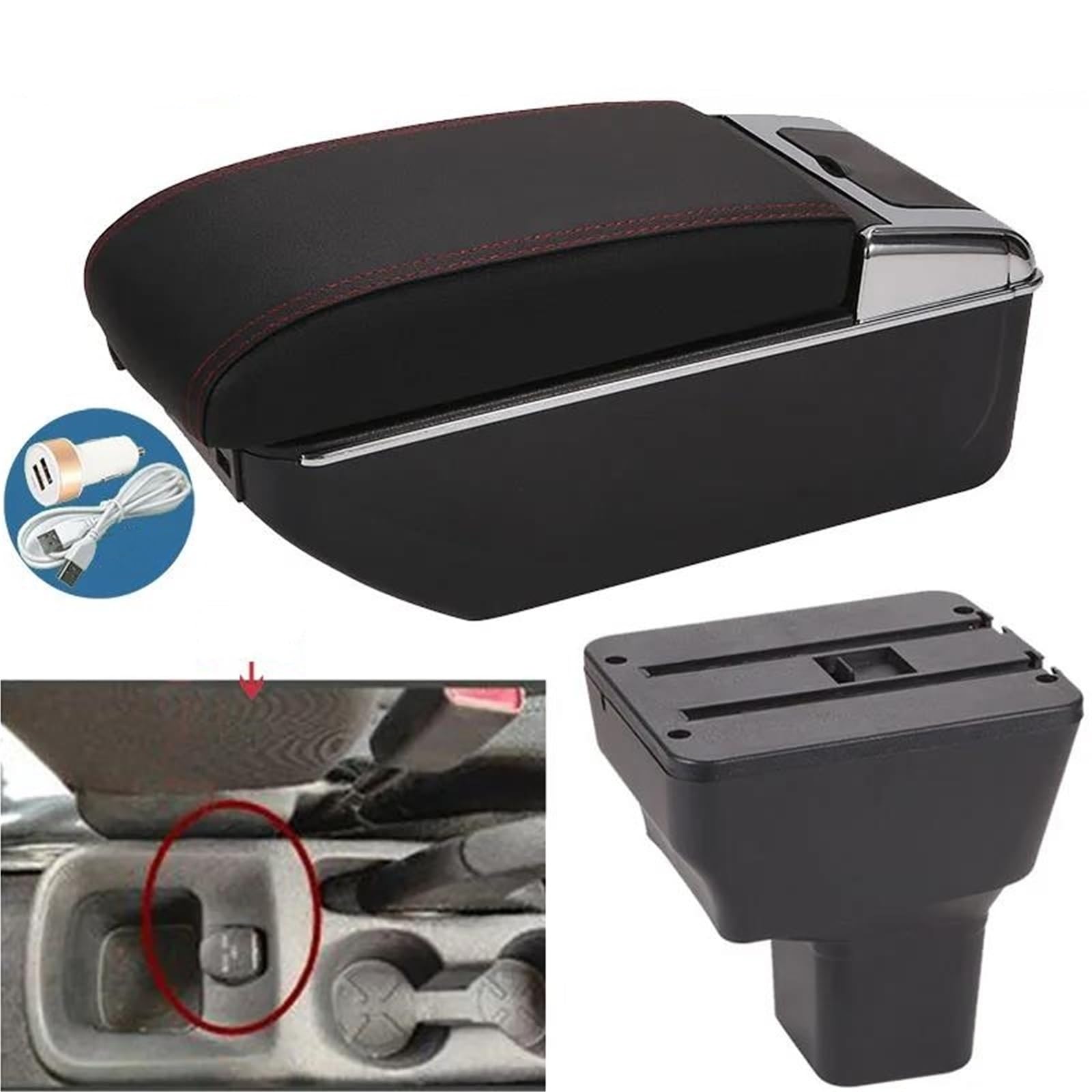 Auto Mittelarmlehne Für Nissan Für Kicks 2016-2021 Armlehne Box Innen Teile Spezielle Retrofit Teile Center Storage Box USB Kfz Stauraum(Style B1) von NYSQOFMB