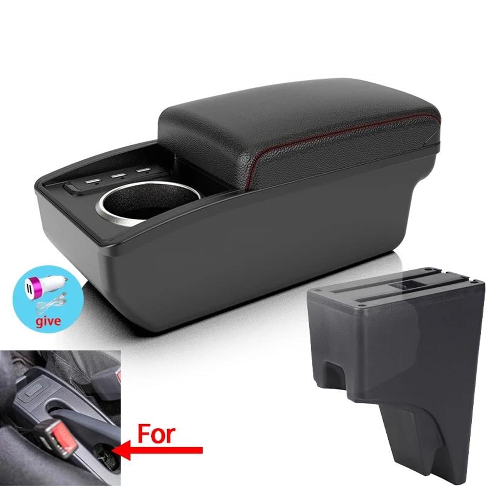 Auto Mittelarmlehne Für Perodua Für Bezza Auto Armlehne Box Mit Tasse Halter Auto Innen Modifikation Kfz Stauraum(Style B1) von NYSQOFMB