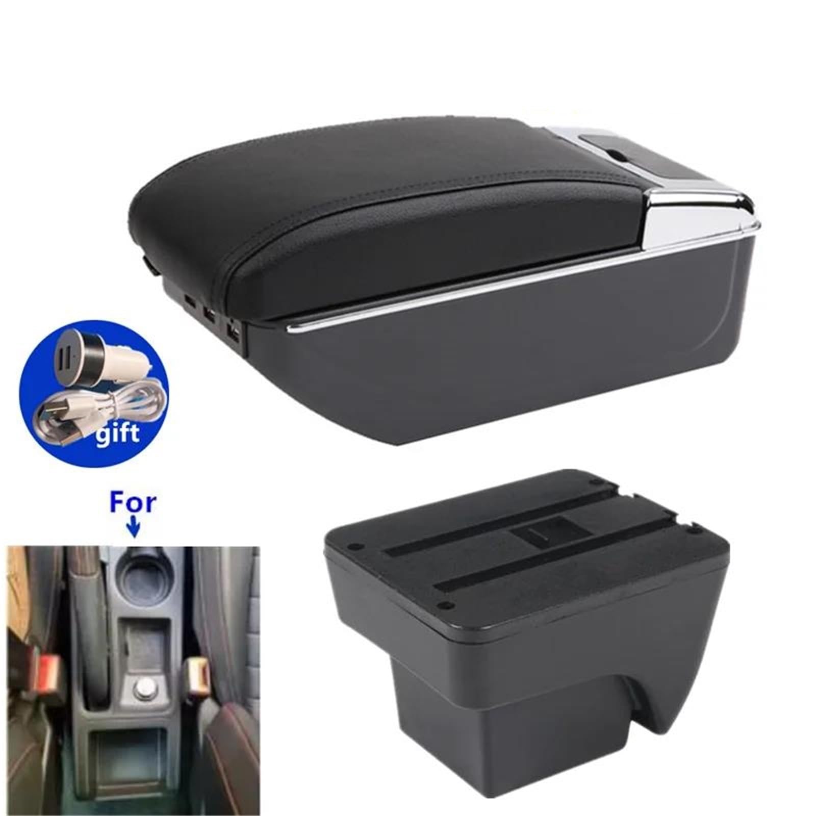 Auto Mittelarmlehne Für Seat Für Arona Armlehnenbox Zentrale Doppellagige Aufbewahrungsbox Spezielles Nachrüst-Innenzubehör Kfz Stauraum(Style C1) von NYSQOFMB