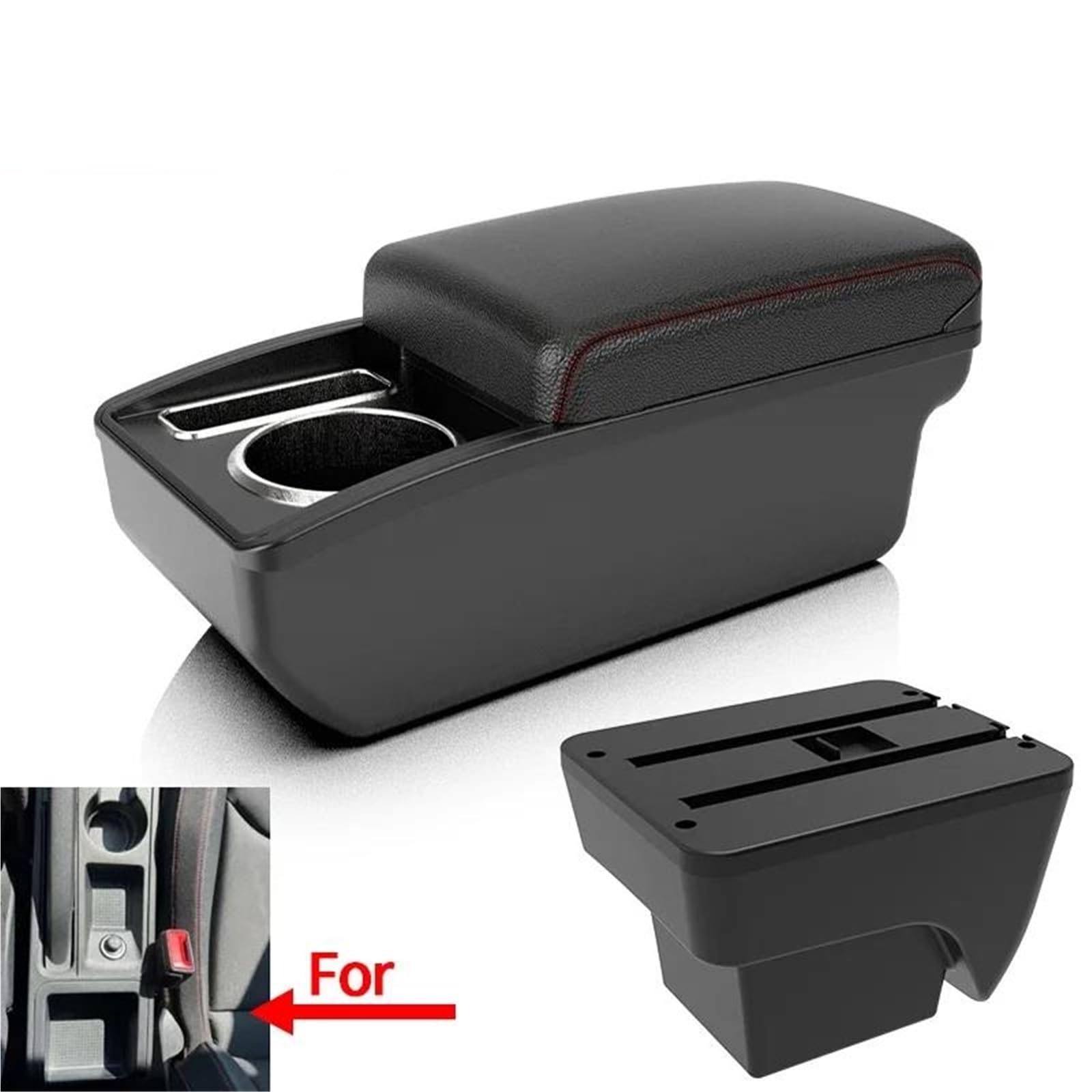 Auto Mittelarmlehne Für Seat Für Ibiza Armlehne Mittelkonsole Aufbewahrung Autozubehör Ellenbogenstütze Aufbewahrungsbox Doppelschicht Kfz Stauraum(Style A1) von NYSQOFMB