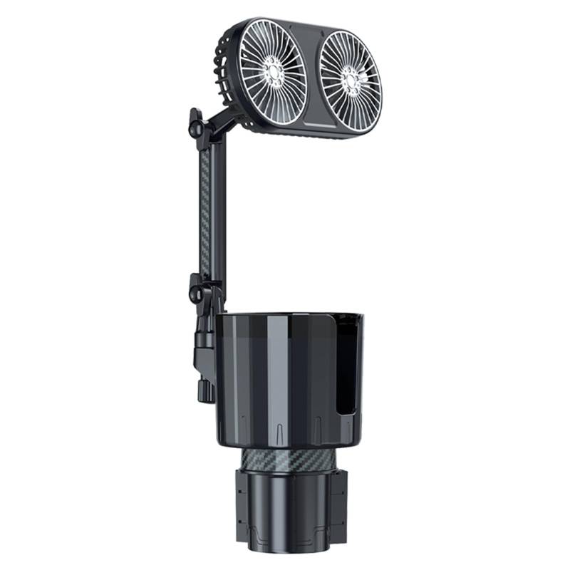 Car Cuphalter Expander Dual Head Ventilator Bunte Licht USB -Ladung 12V 24 V Universal Skalierbares Basis Schwarz Ideal für Verschiedene Fahrzeuge von NYSUZHOUJI