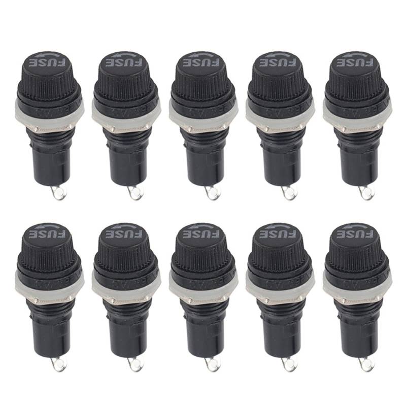 Halterkoffer gut 10a 250 V schwarze Packung von 10 Panel Mount Glassrohr Sicherheitsvorrichtung Halter für elektrische Geräte geeignet von NYSUZHOUJI