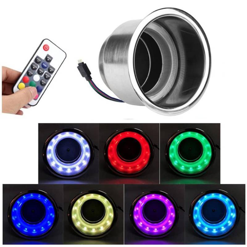 RGB LED Light Cup Halter Edelstahlgetränk Konsole Fernbedienung Marine Boat Car Truck RV RV von NYSUZHOUJI