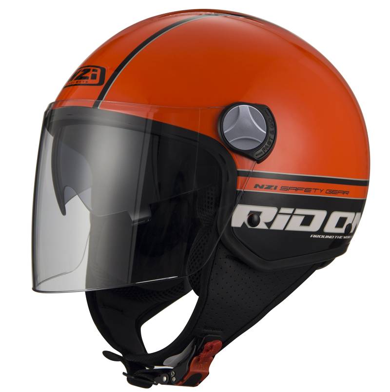 NZI Capital2 Duo Offenes Gesicht Motorradhelm, Glanz Rid On Orange Schwarz, Größe M von NZI