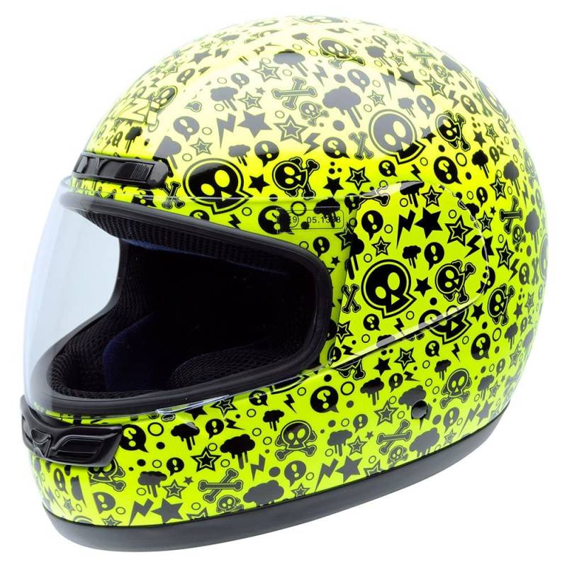 NZI Activy Junior Grafik Volles Gesicht Motorradhelm, Glanz Gelb Knochens, Größe XS von NZI