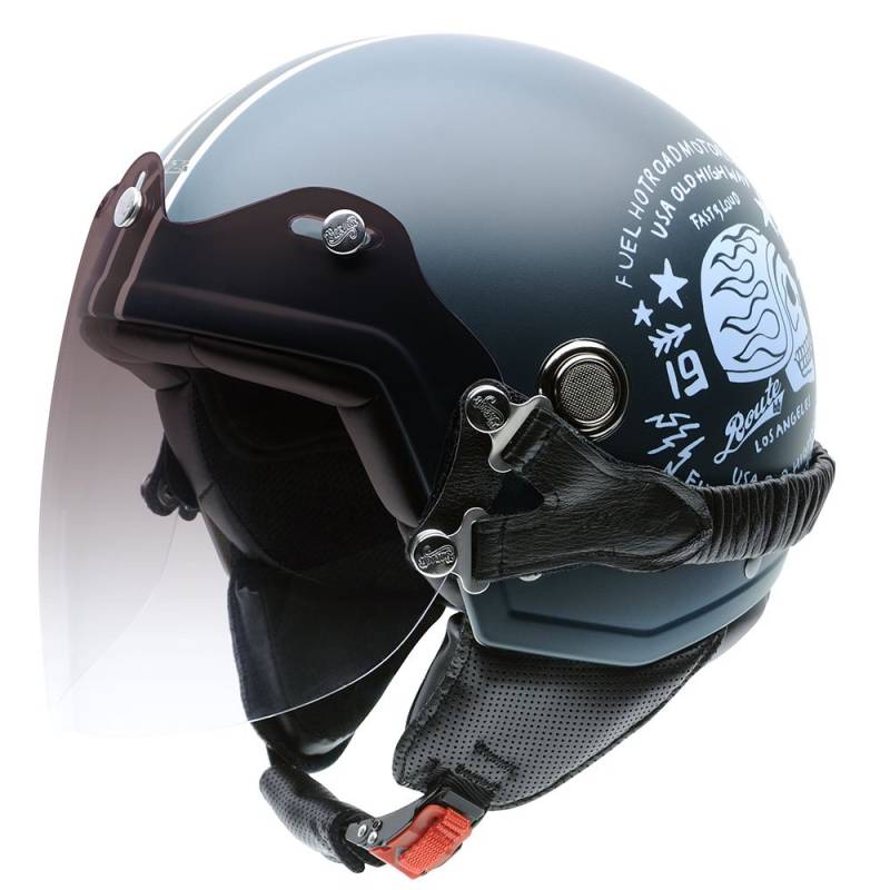 NZI Motorradhelm, Mehrfarbig Tonup Visor Route 66, 58 von NZI