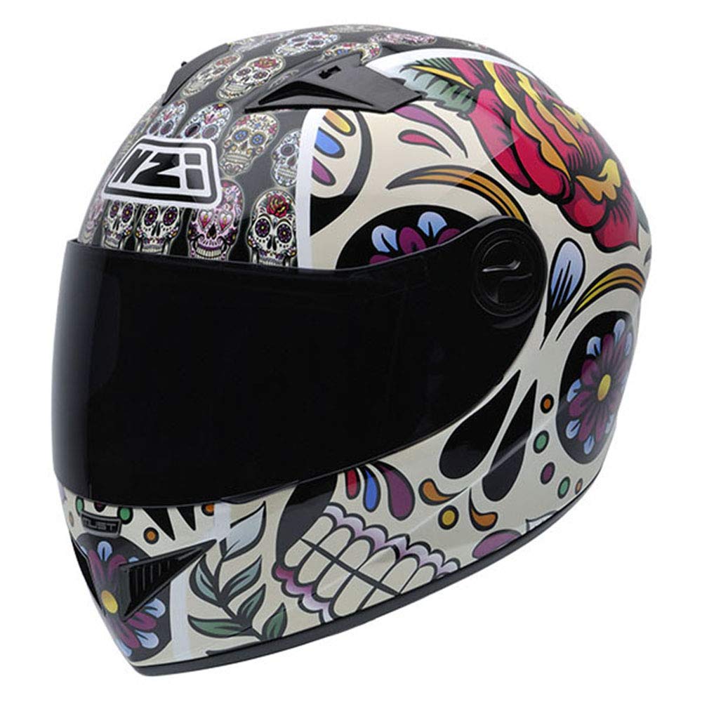 NZI Must II Grafik Volles Gesicht Motorradhelm, Glanz Mexikanische Totenköpfe, Größe XL von NZI