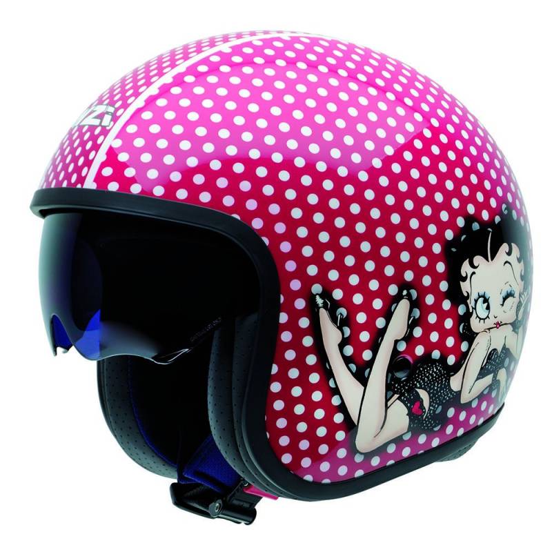 NZI Rolling by Betty Boop Motorradhelm, Mehrfarbig Sun Betty Boop Dots, 55-56 von NZI