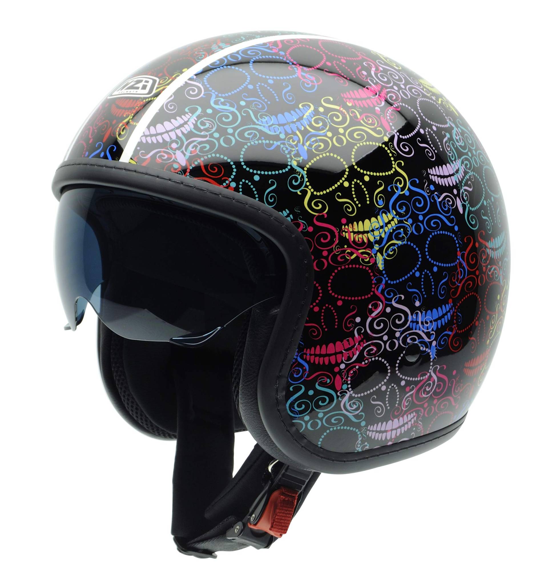 NZI Rolling3 Sun Grafik Offenes Gesicht Motorradhelm, Glanz Madcap, Größe M NZI Rolling3 Sun Grafik Offenes Gesicht Motorradhelm, Glanz Madcap, Größe M von NZI