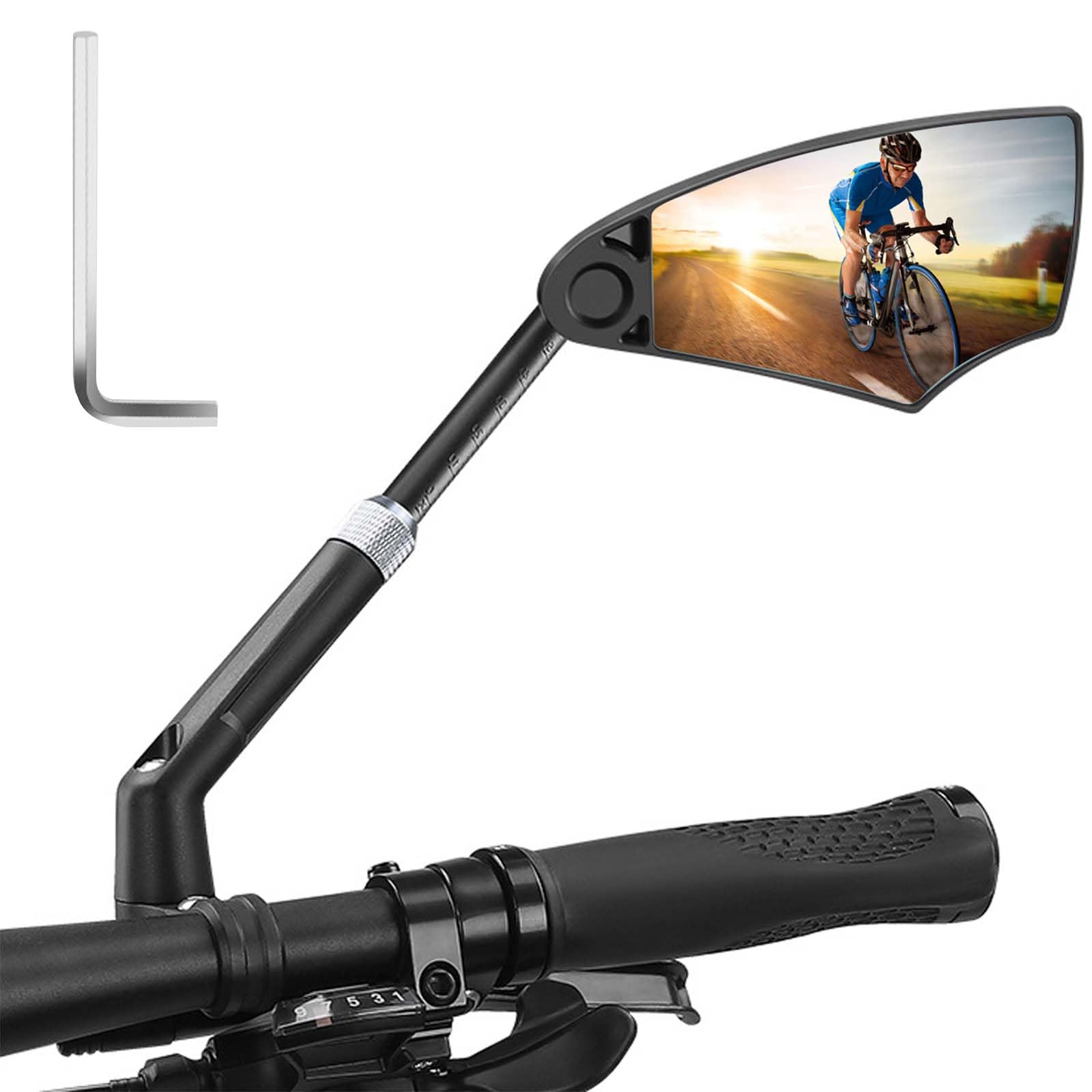 Fahrradspiegel Dehnbar für Lenker 20-23mm, HD Schlagfestes Echtglas Fahrradrückspiegel, 360°Rückspiegel mit Große Spiegelfläche, Lenkerspiegel Fahrrad Spiegel für MTB Rennräder Ebike (Rechts) von Naapesi