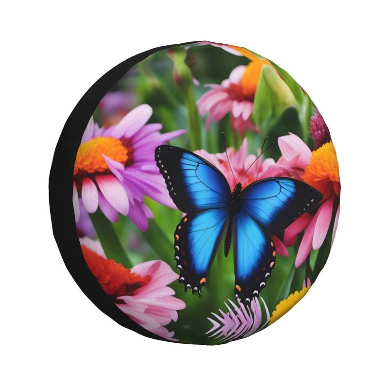 Reifenabdeckung mit Blumen und Schmetterlingen, Allwetterschutz für Anhänger, SUV, LKW und mehr, 35,6 cm, 40,6 cm, 43,2 cm, 43,2 cm von Nabear